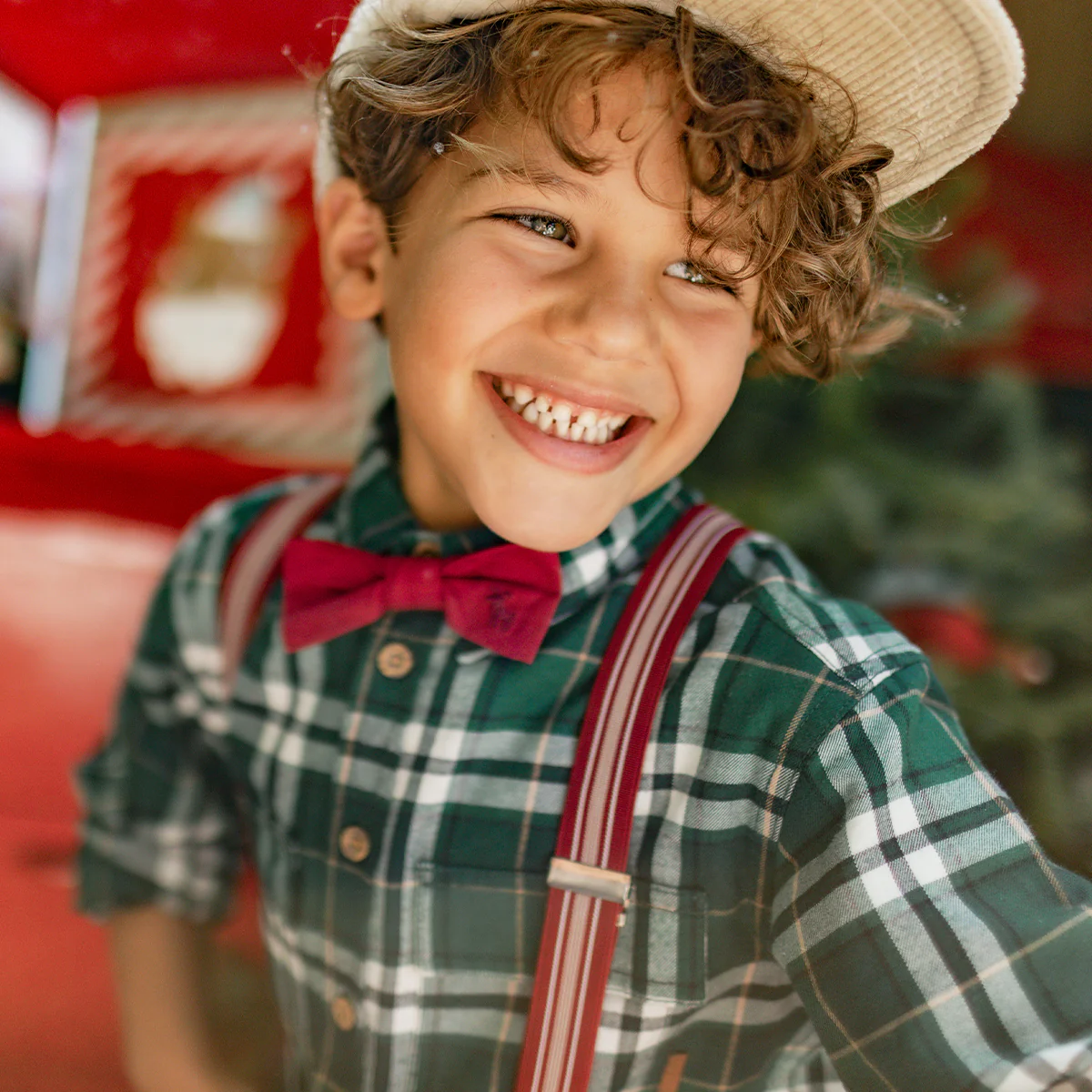 Nœud papillon rouge en twill, enfant - Image 2