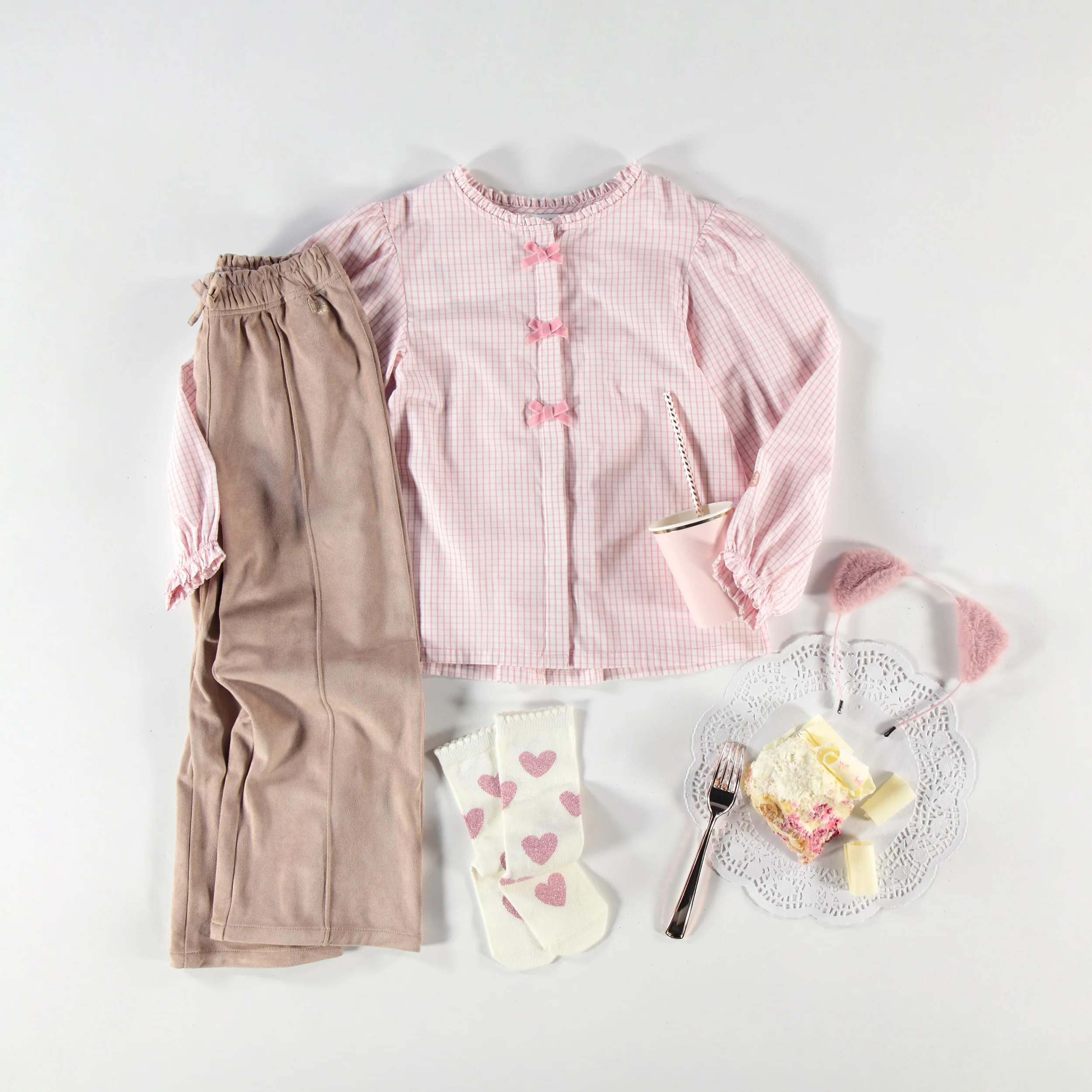 Pantalon beige en faux suède, enfant - Image 4