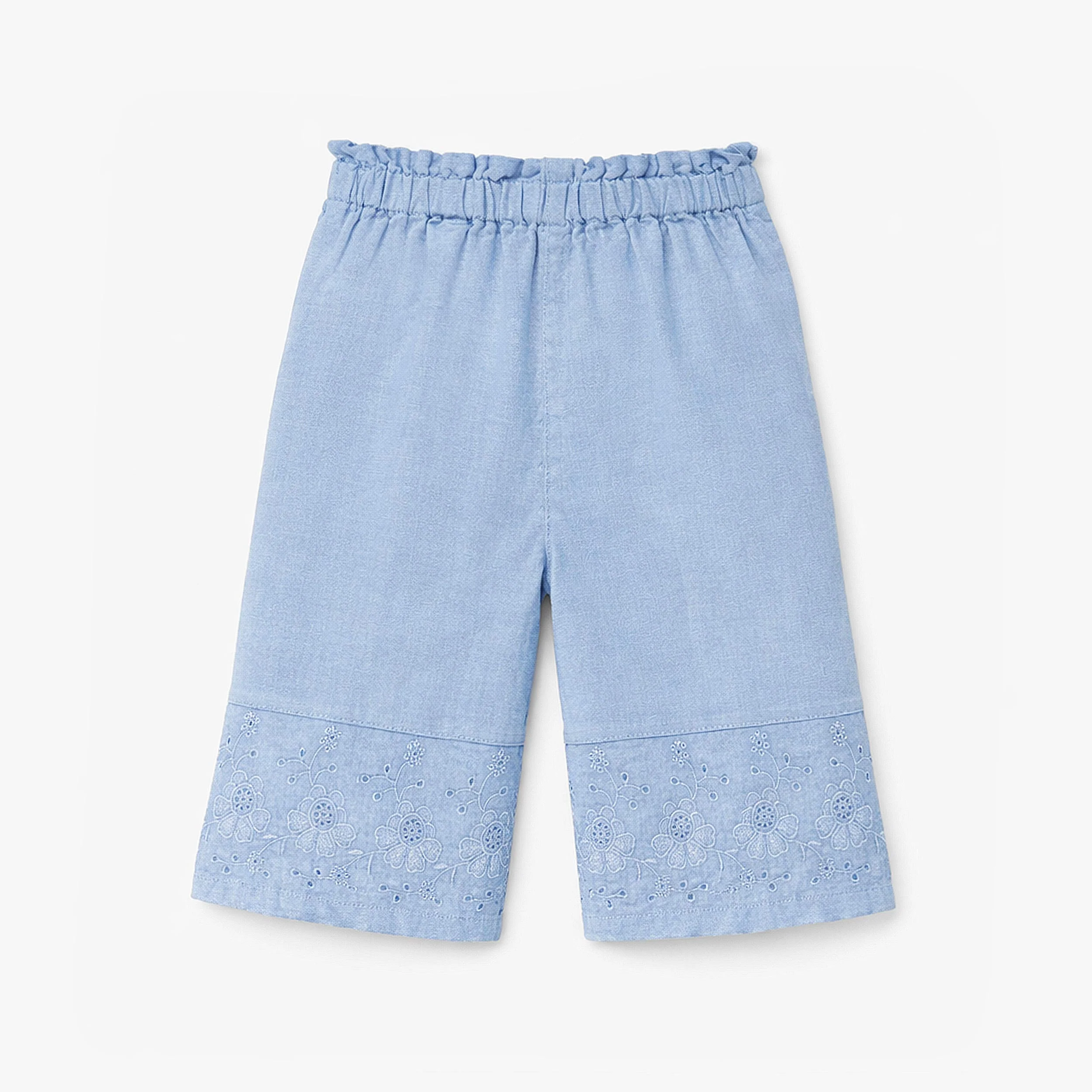 Pantalon bleu avec broderie anglaise, bébé - Image 5