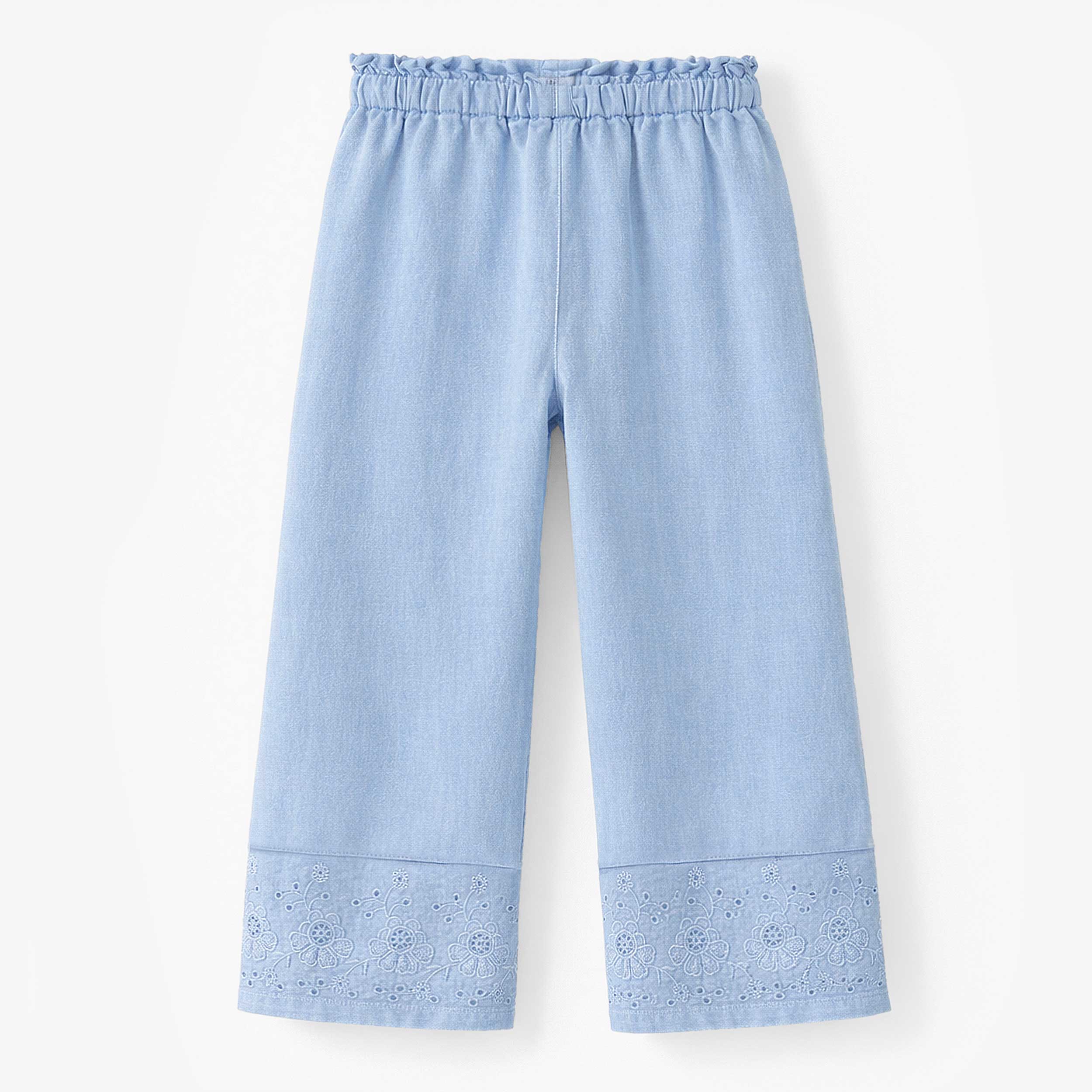 Pantalon bleu avec broderie anglaise, enfant - Image 3