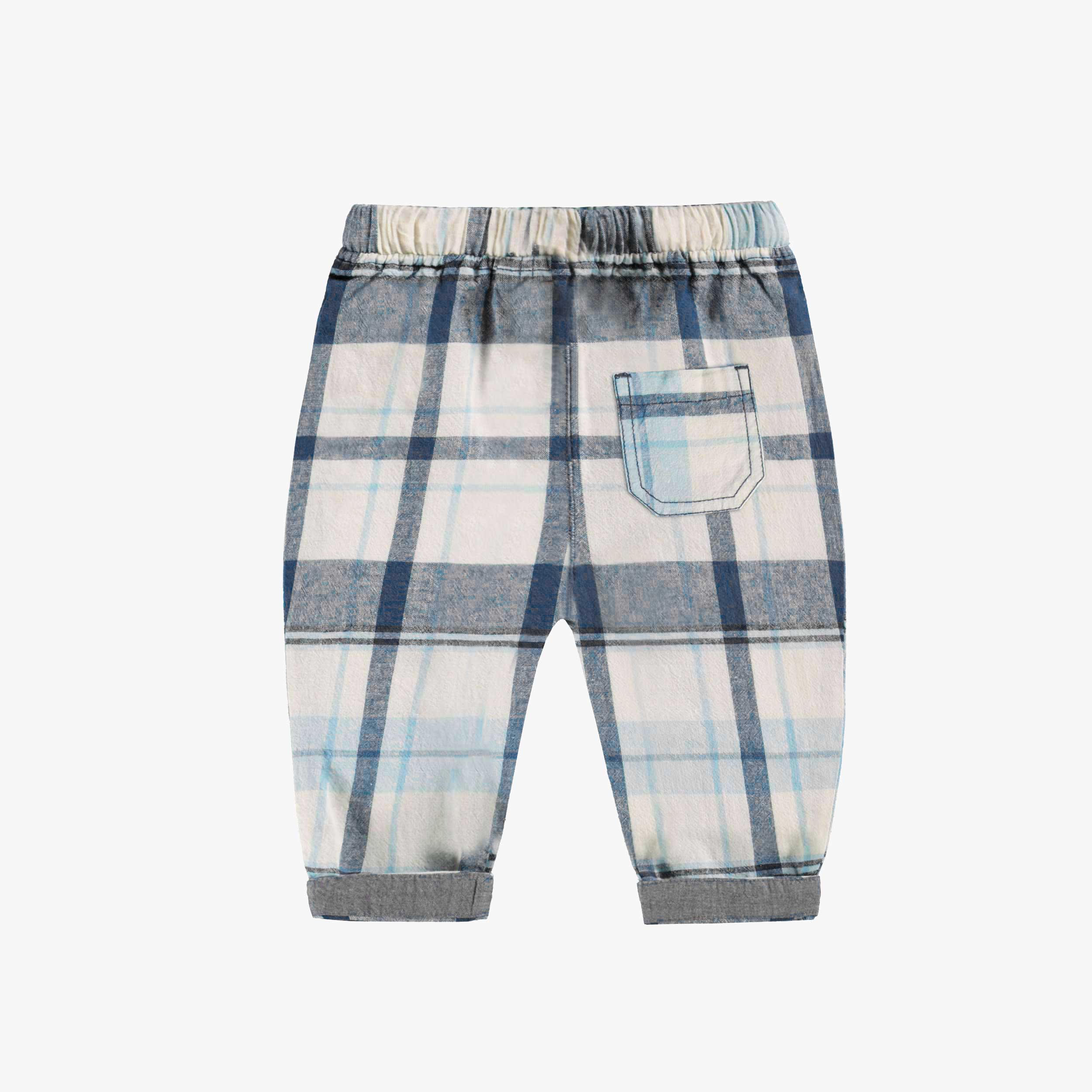 Pantalon bleu et crème à carreaux, naissance - Image 2
