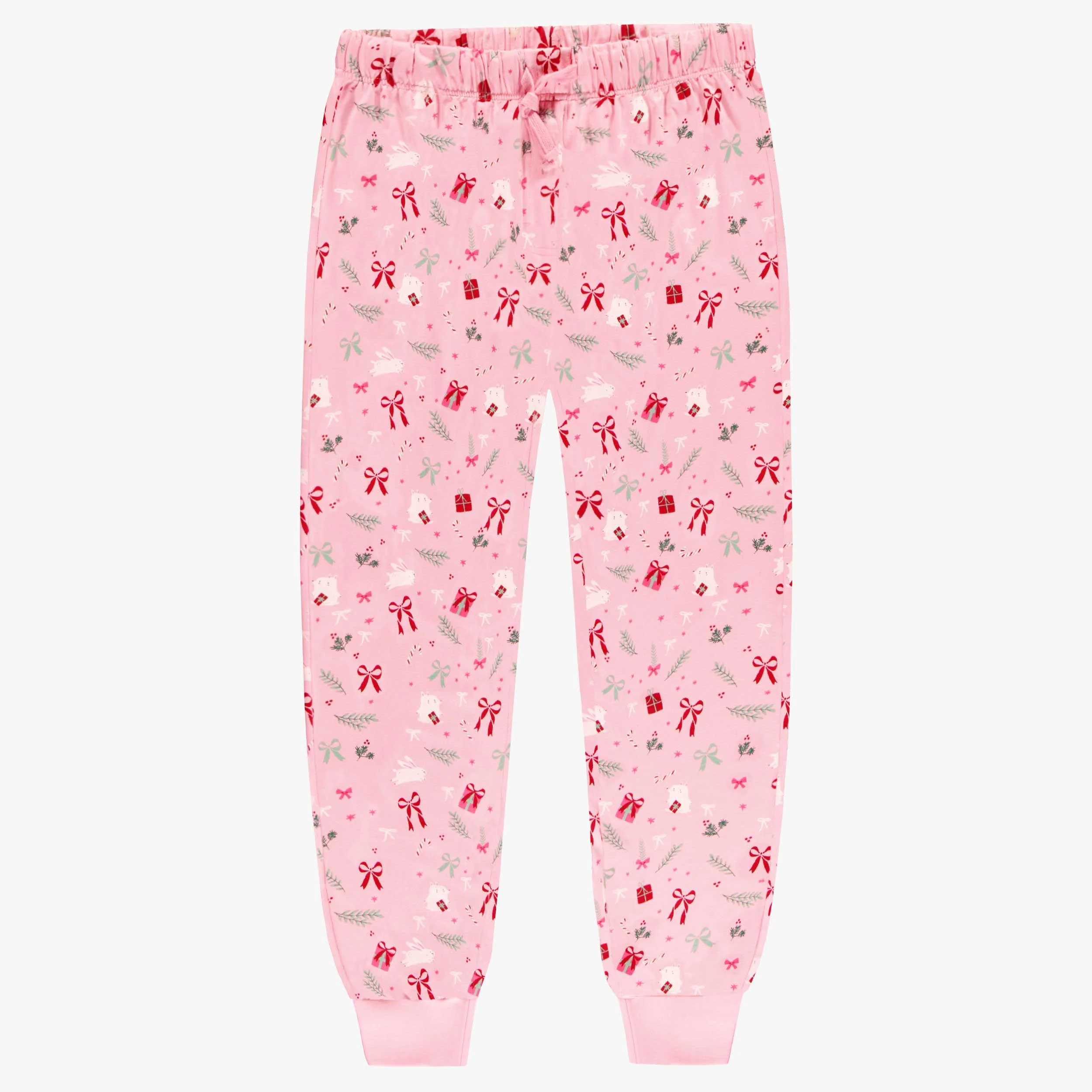 Pantalon de pyjama rose à motifs des Fêtes, adulte