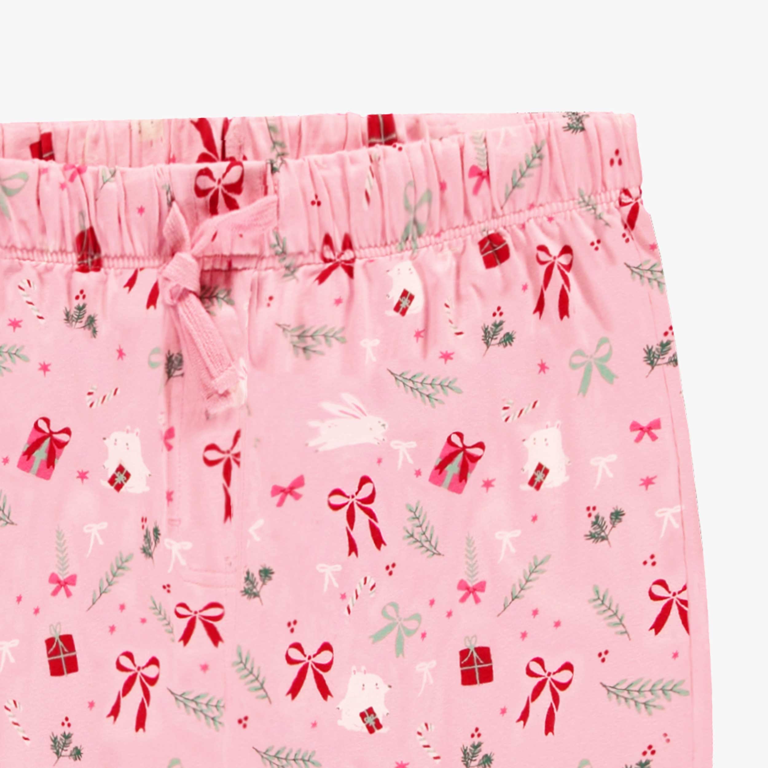 Pantalon de pyjama rose à motifs des Fêtes, adulte - Image 3