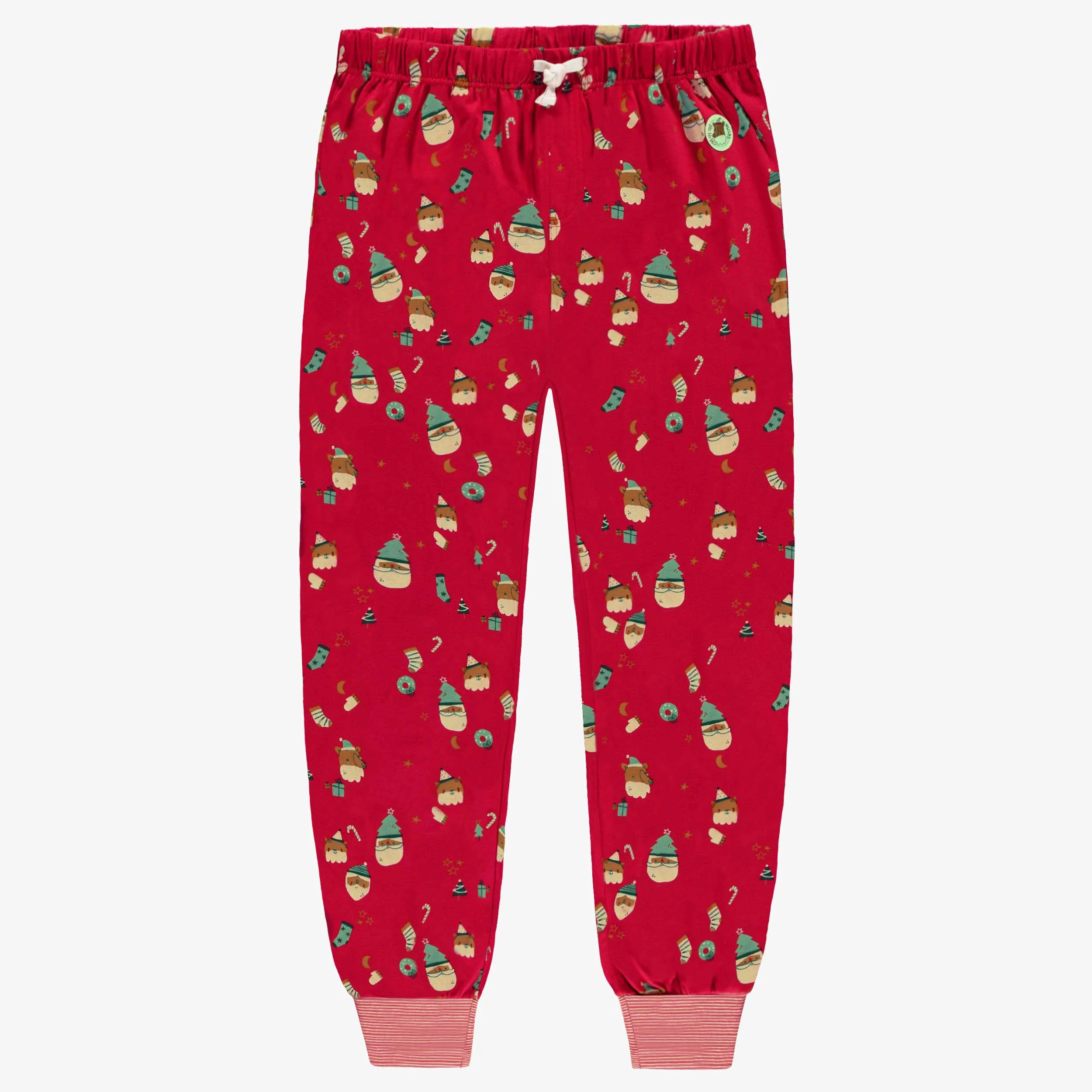 Pantalon de pyjama rouge à motifs festifs, adulte