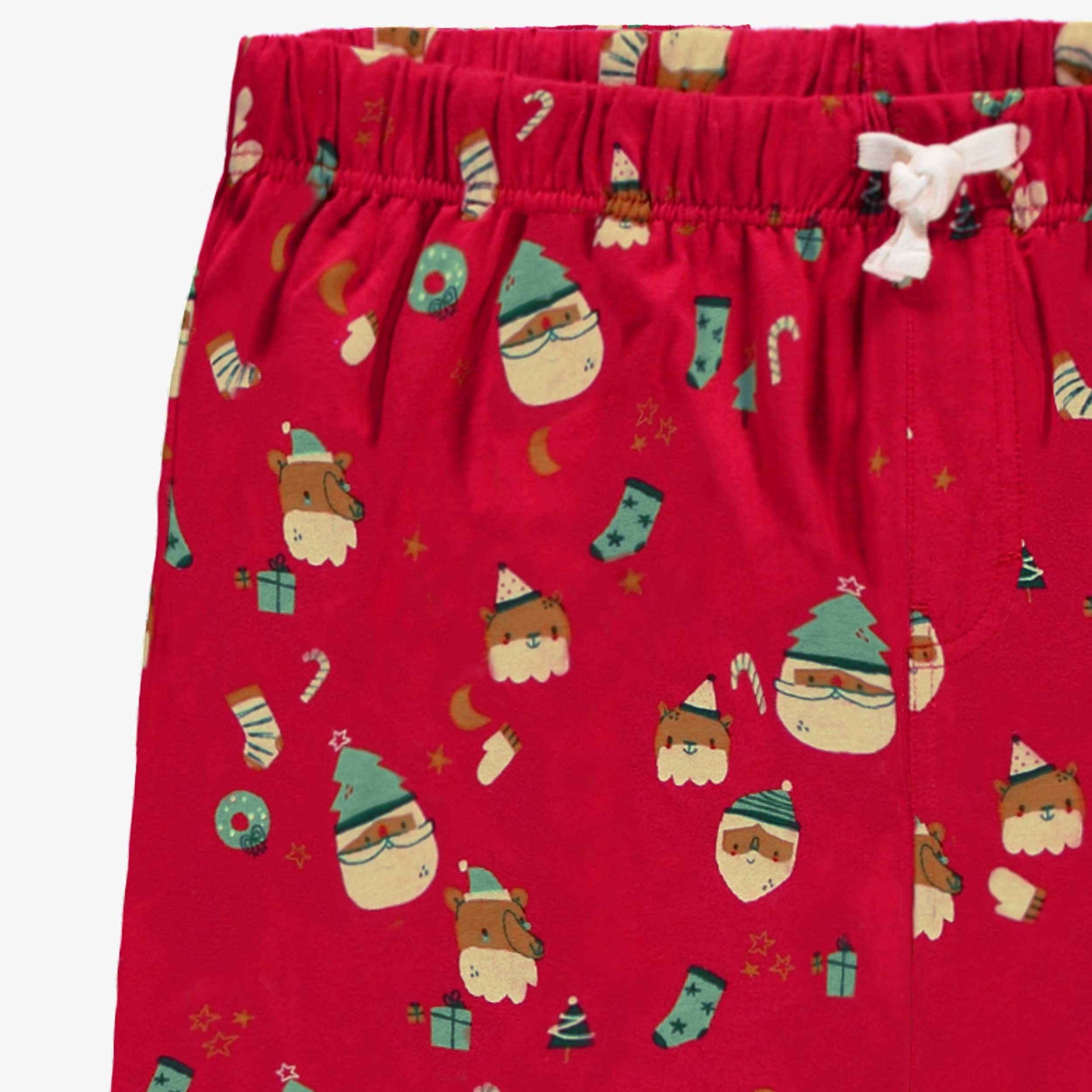 Pantalon de pyjama rouge à motifs festifs, adulte - Image 4