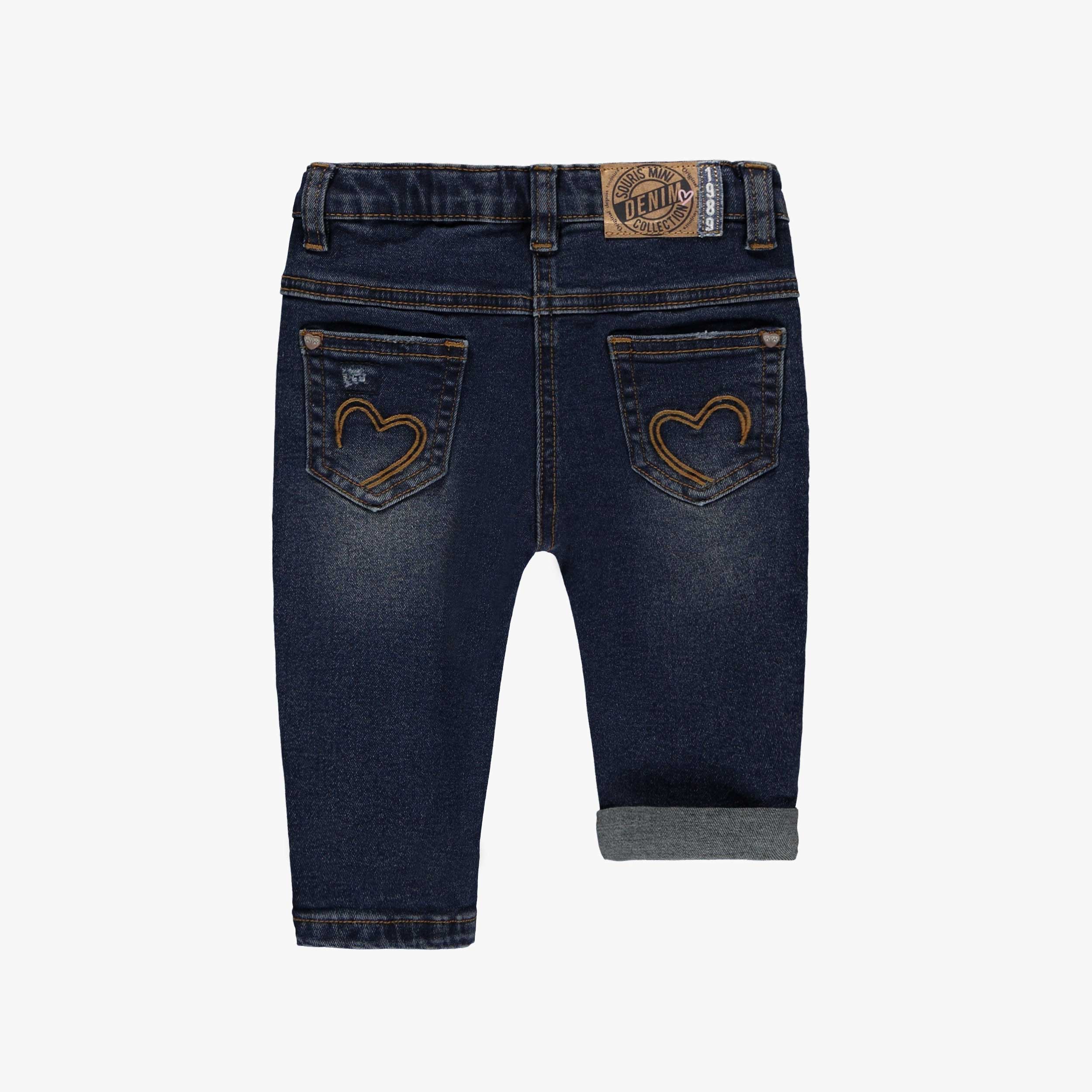 Pantalon en denim bleu foncé avec coutures apparentes, bébé - Image 2