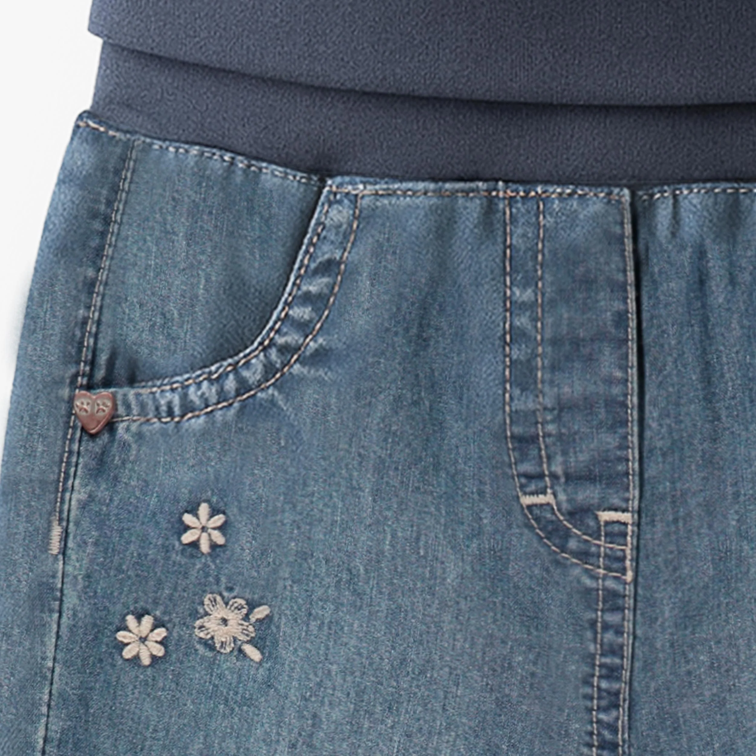 Pantalon évolutif en denim léger avec broderies, naissance - Image 2