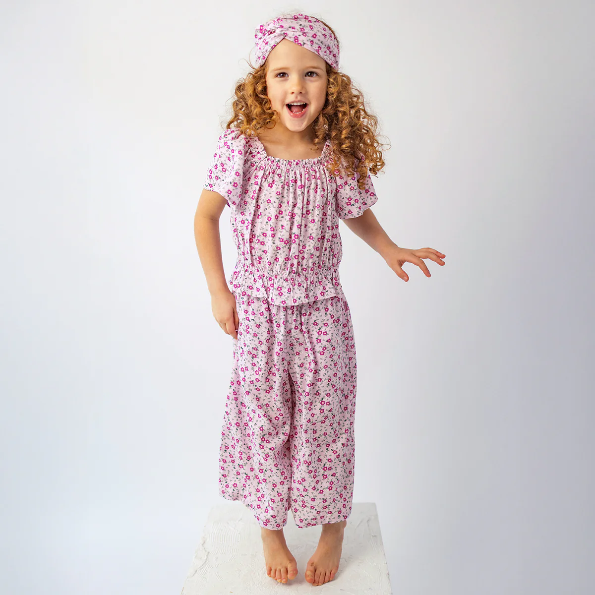 Blouse lilas à motif floral, enfant - Image 4