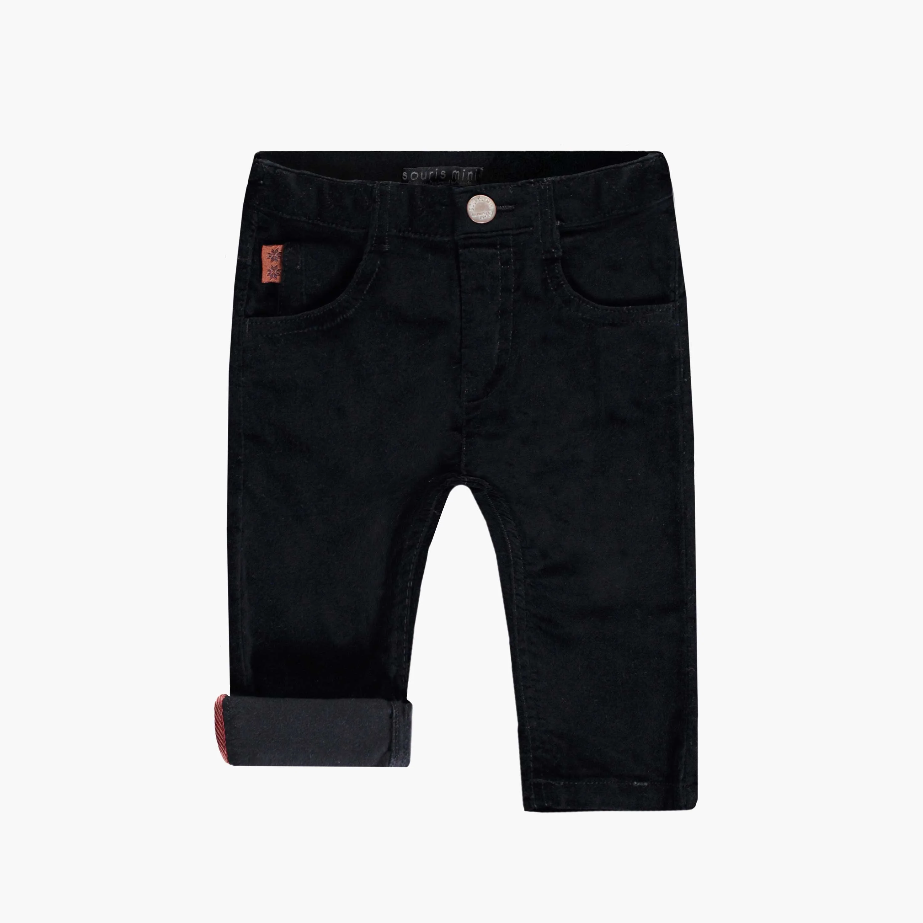 Pantalon noir de coupe régulière en velours, bébé