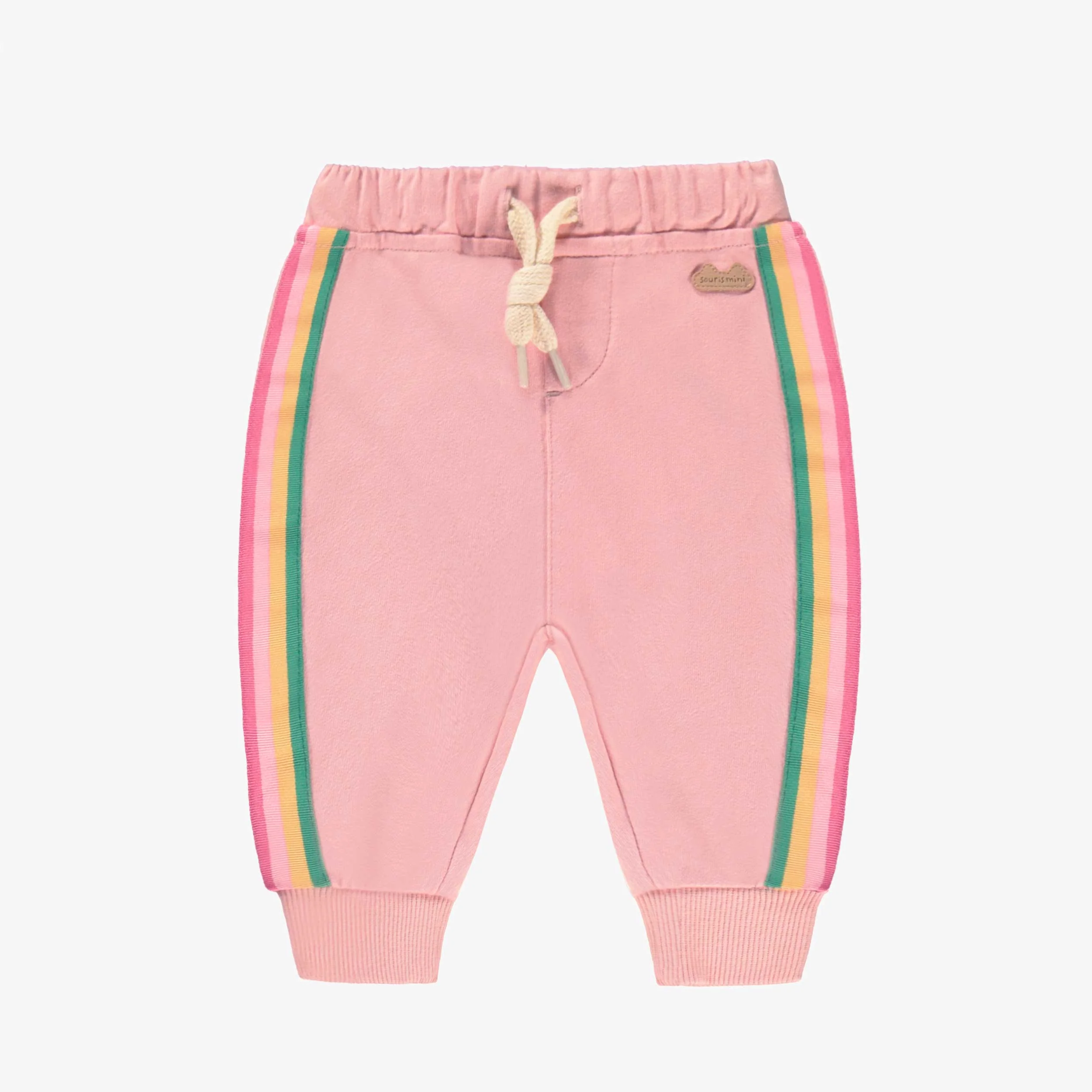Pantalon rose en coton français, naissance