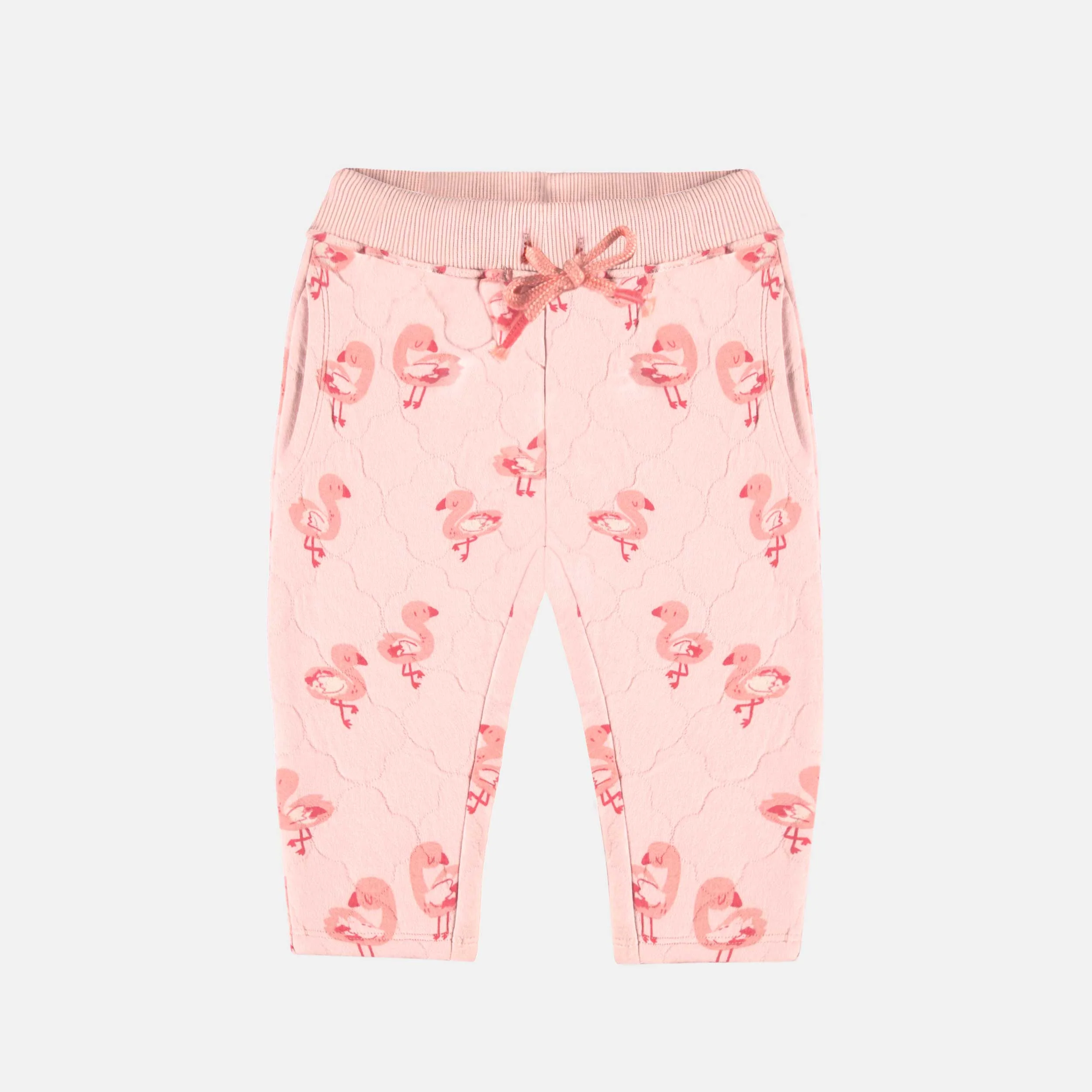 Pantalon rose en jersey matelassé à motifs, bébé
