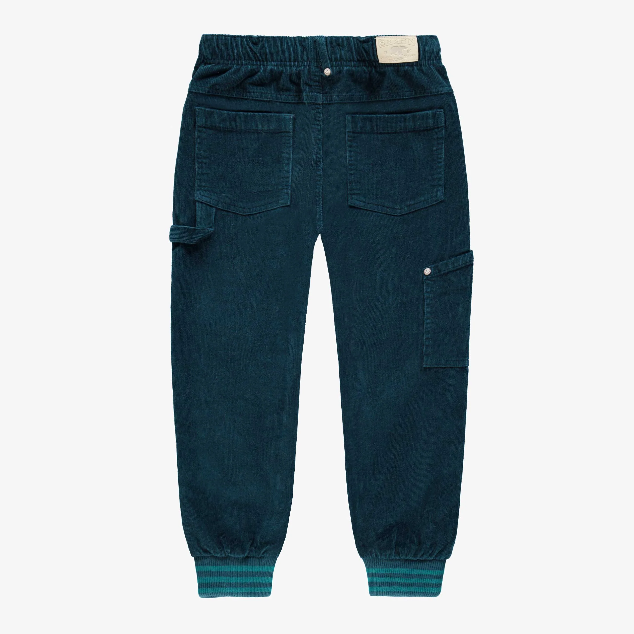 Pantalon turquoise en velours côtelé, enfant - Image 2