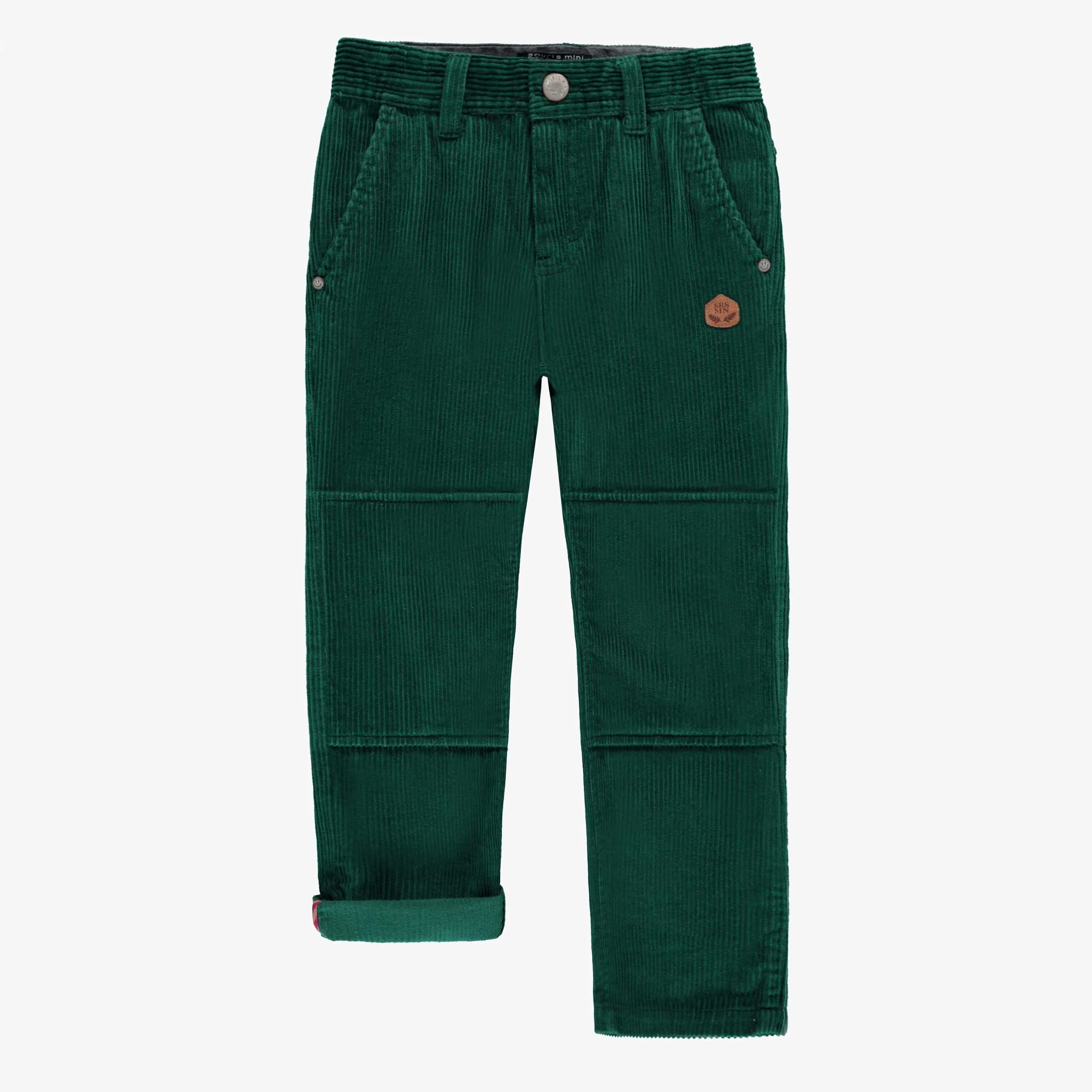 Pantalon vert en velours côtelé, enfant