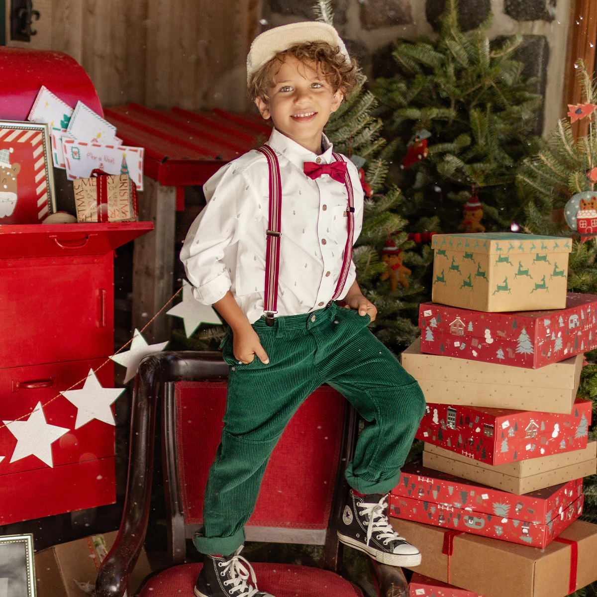 Chemise blanche à motifs de sapins, enfant - Image 4