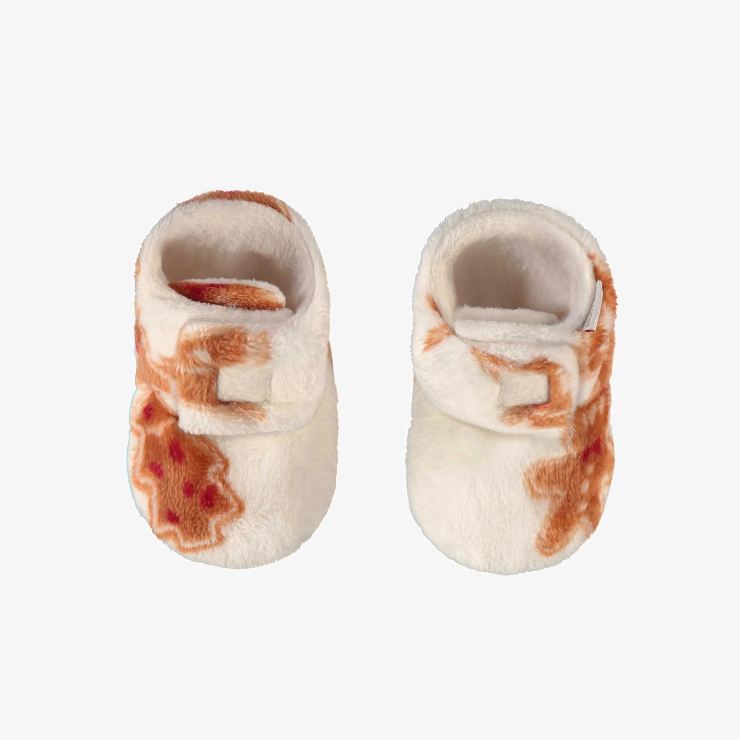Pantoufles crème à motifs pain d’épices, bébé