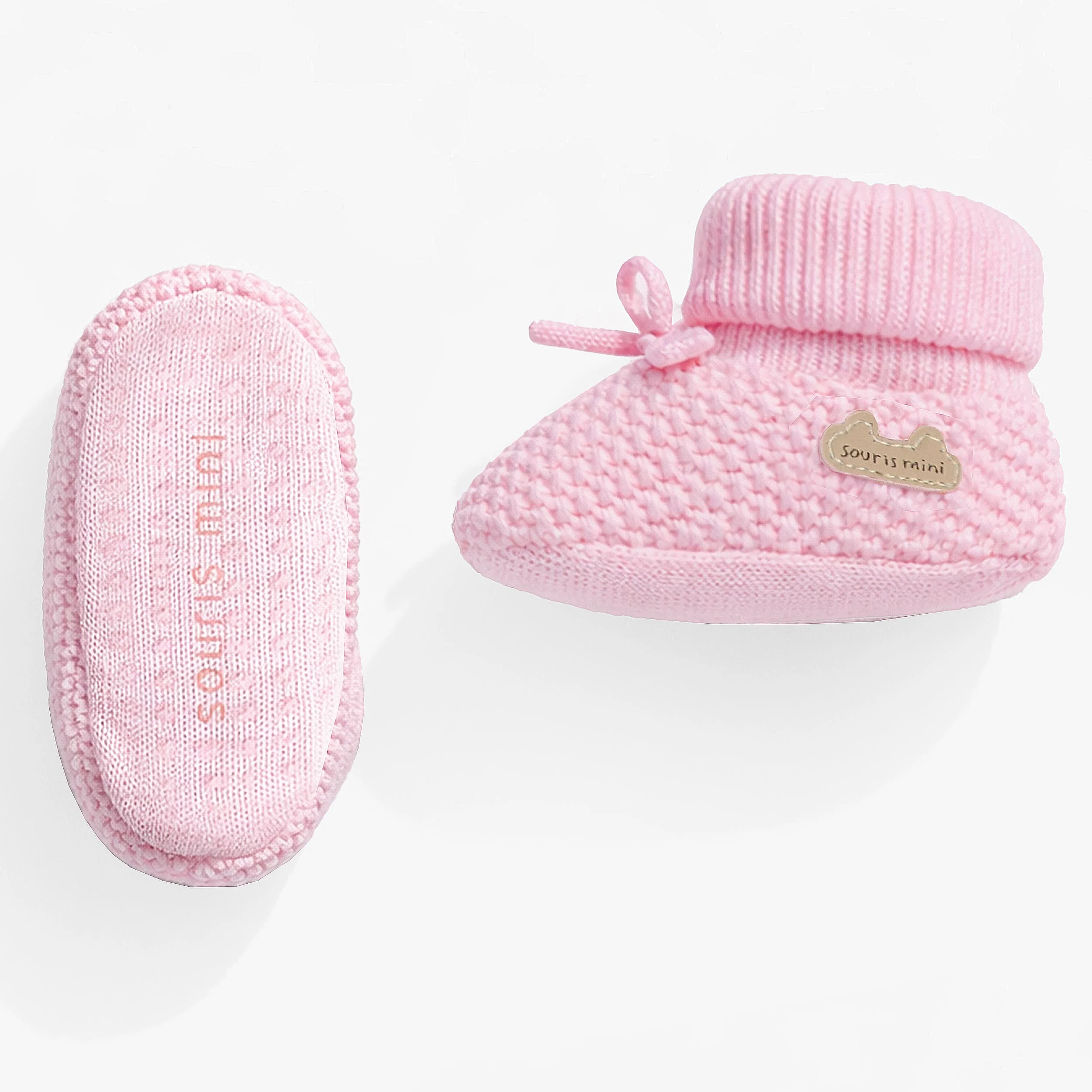 Pantoufles roses en tricot, naissance - Image 4