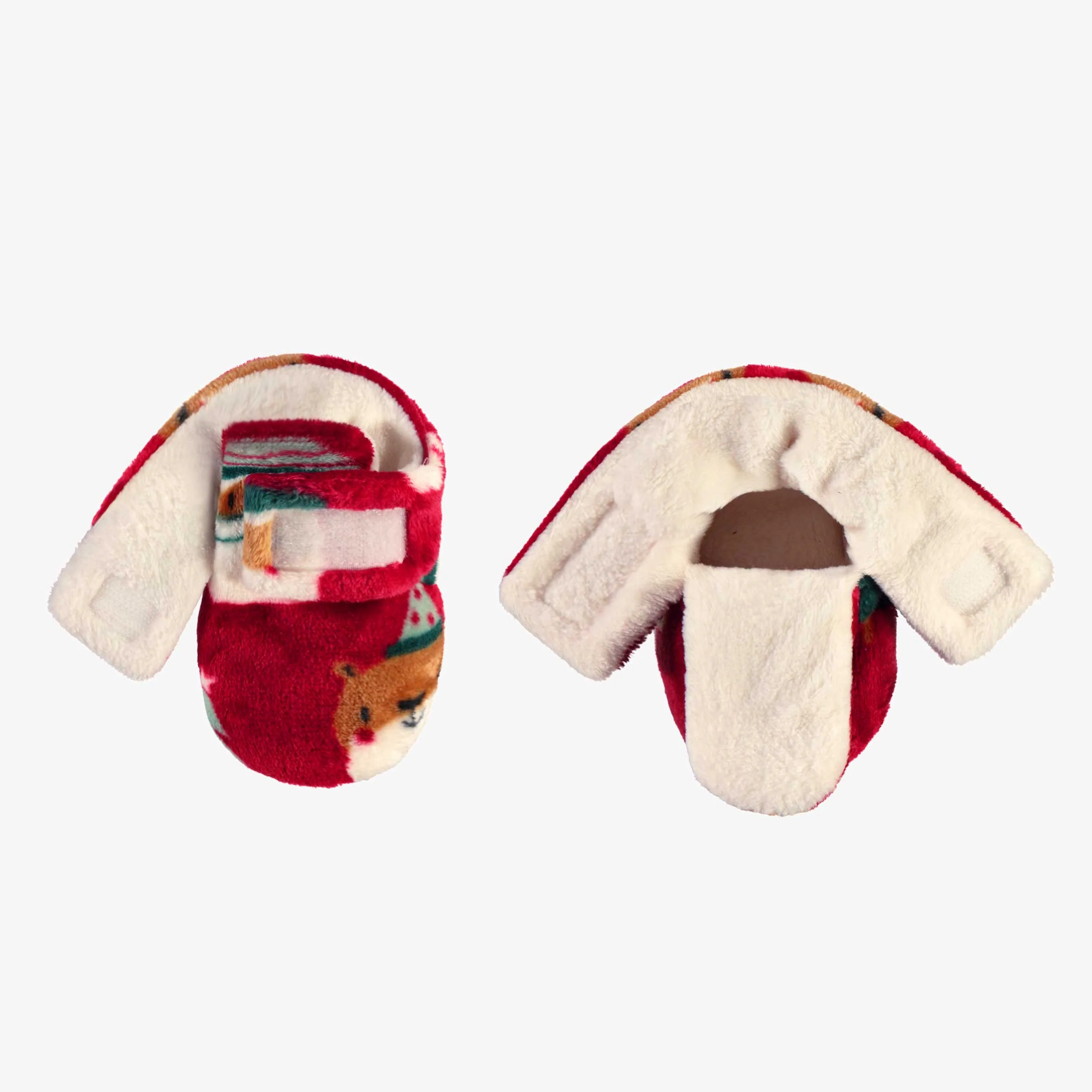 Pantoufles rouges en peluche avec motifs des Fêtes, bébé - Image 4