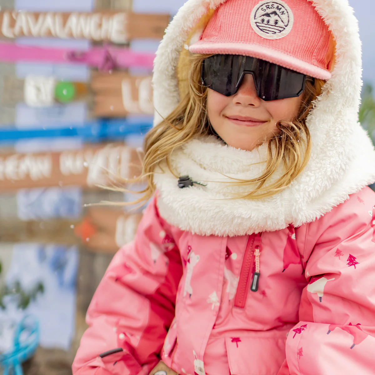 Passe-montagne crème en peluche, enfant - Image 2