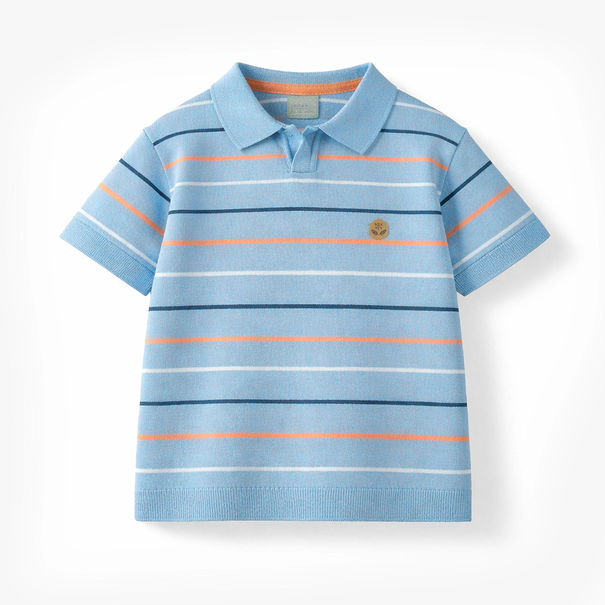 Polo bleu en tricot avec rayures, enfant