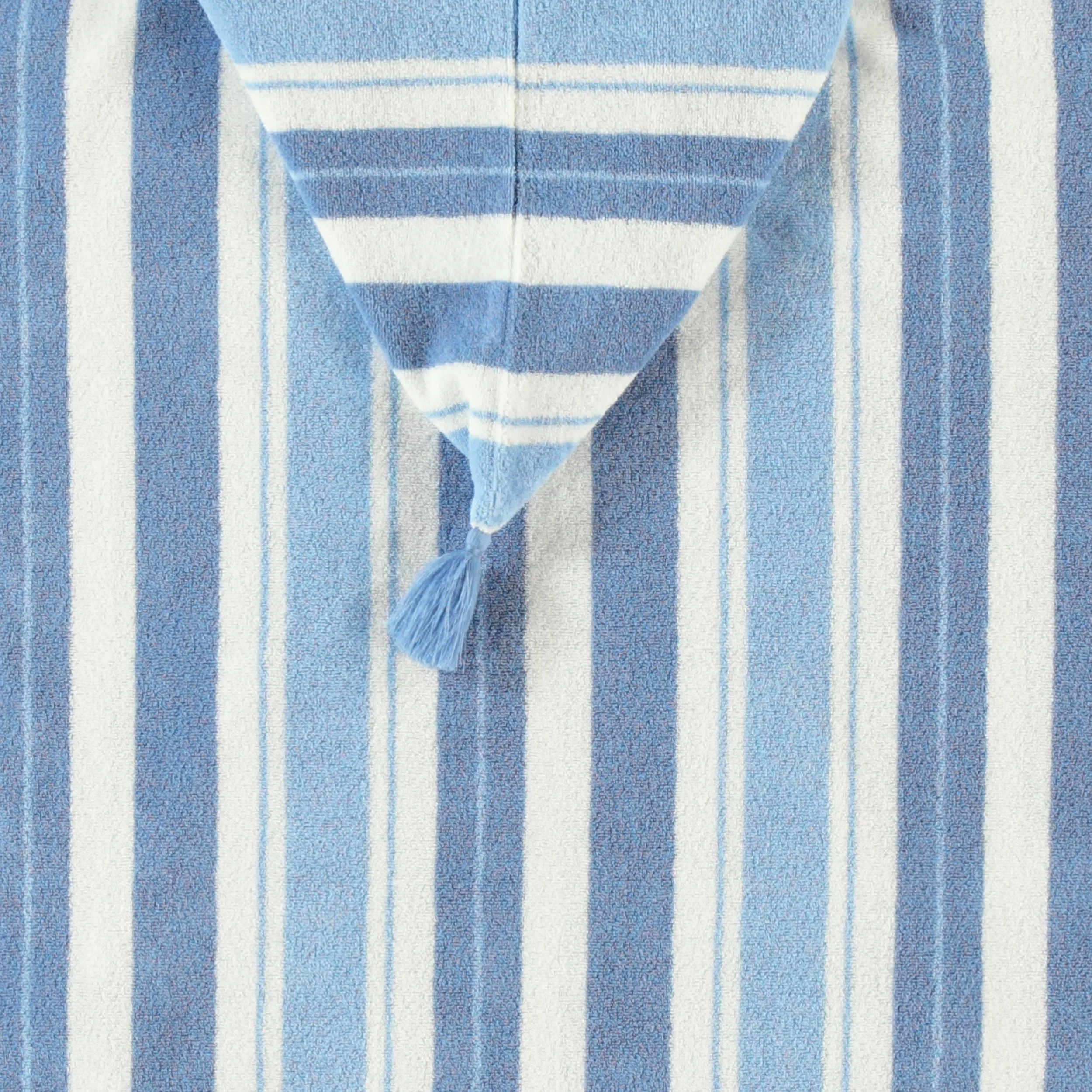 Poncho de plage blanc à rayures bleues, enfant - Image 4