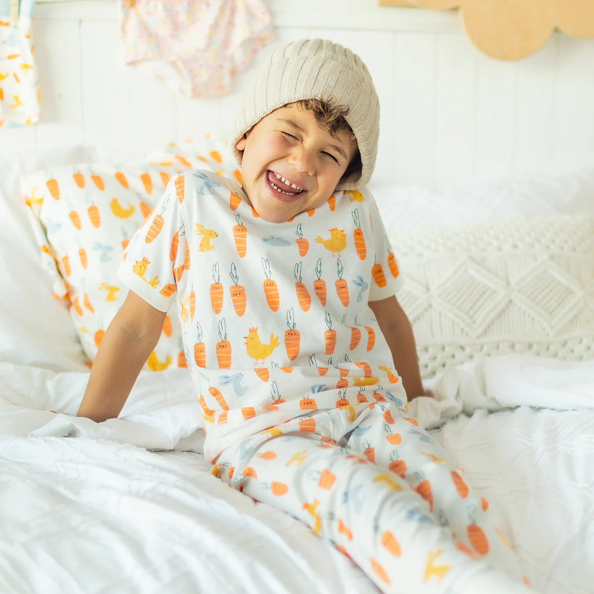 Pyjama deux pièces blanc à motifs de Pâques, enfant - Image 3