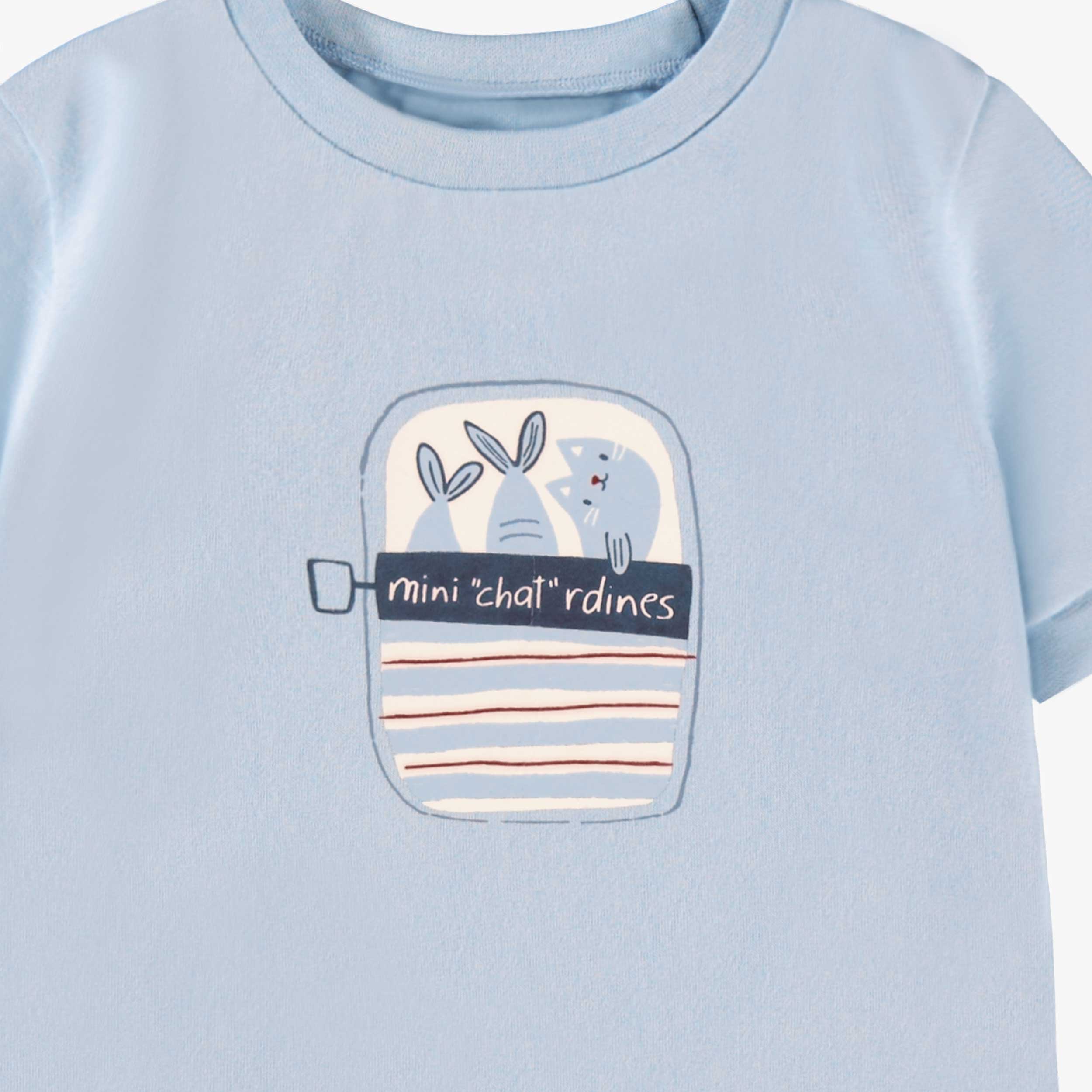 Pyjama deux pièces bleu avec illustration et motifs, bébé - Image 2