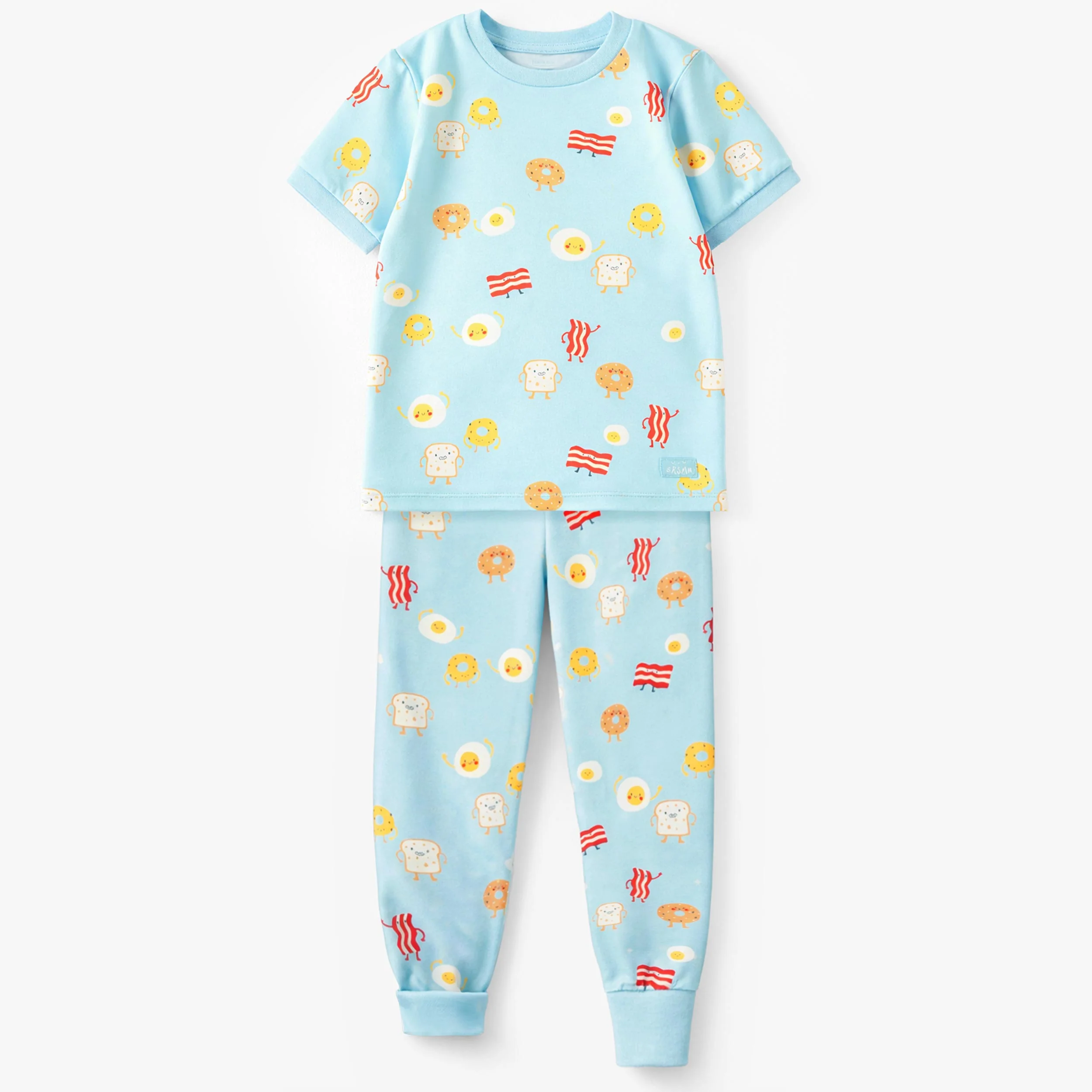Pyjama deux pièces bleu à motifs de déjeuner, enfant