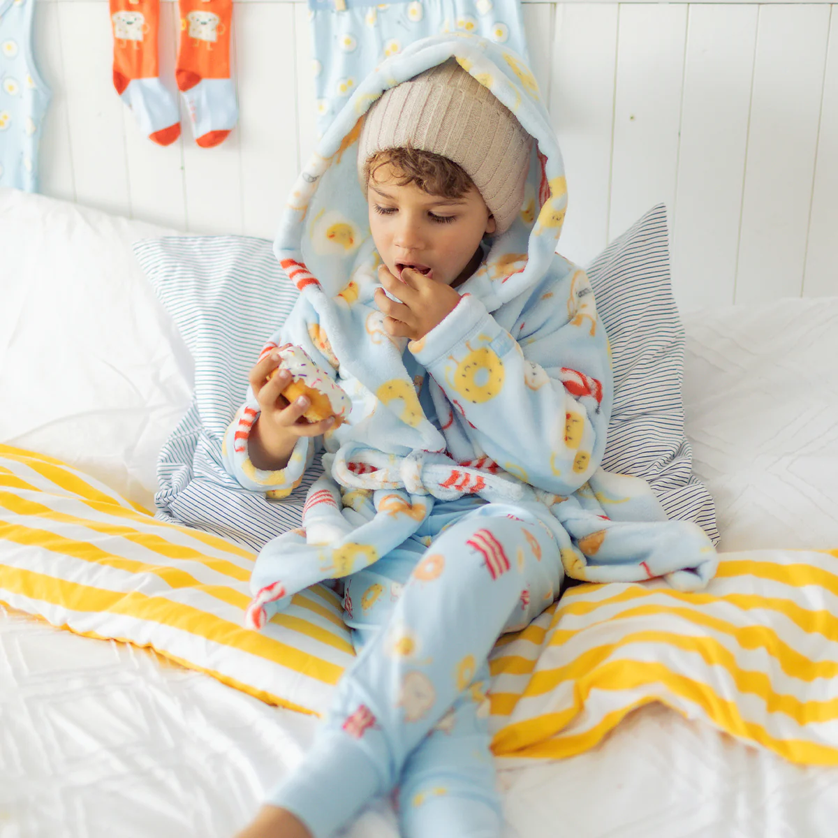 Pyjama deux pièces bleu à motifs de déjeuner, enfant - Image 4