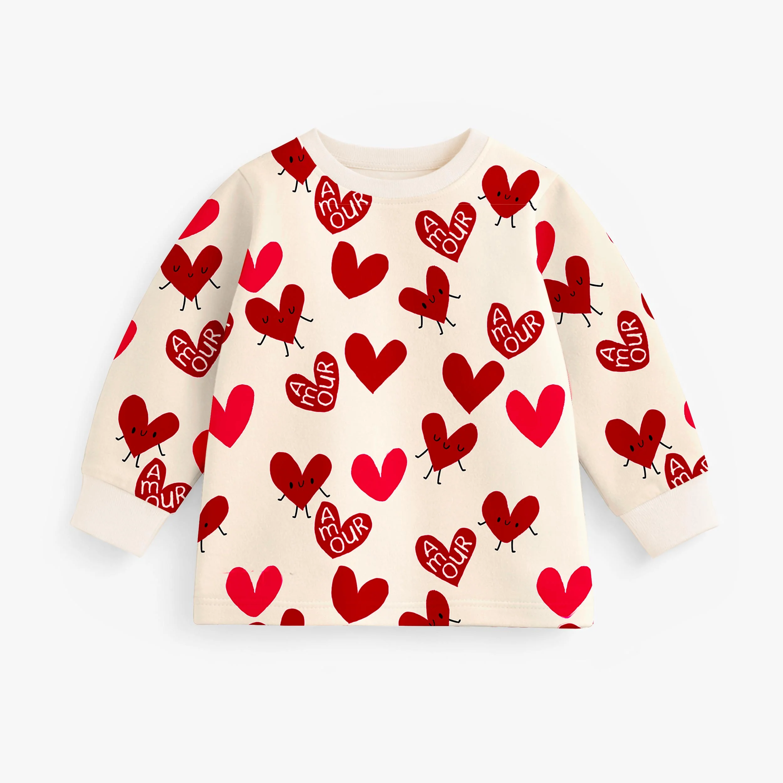 Pyjama deux pièces crème à motifs de cœurs, bébé - Image 5