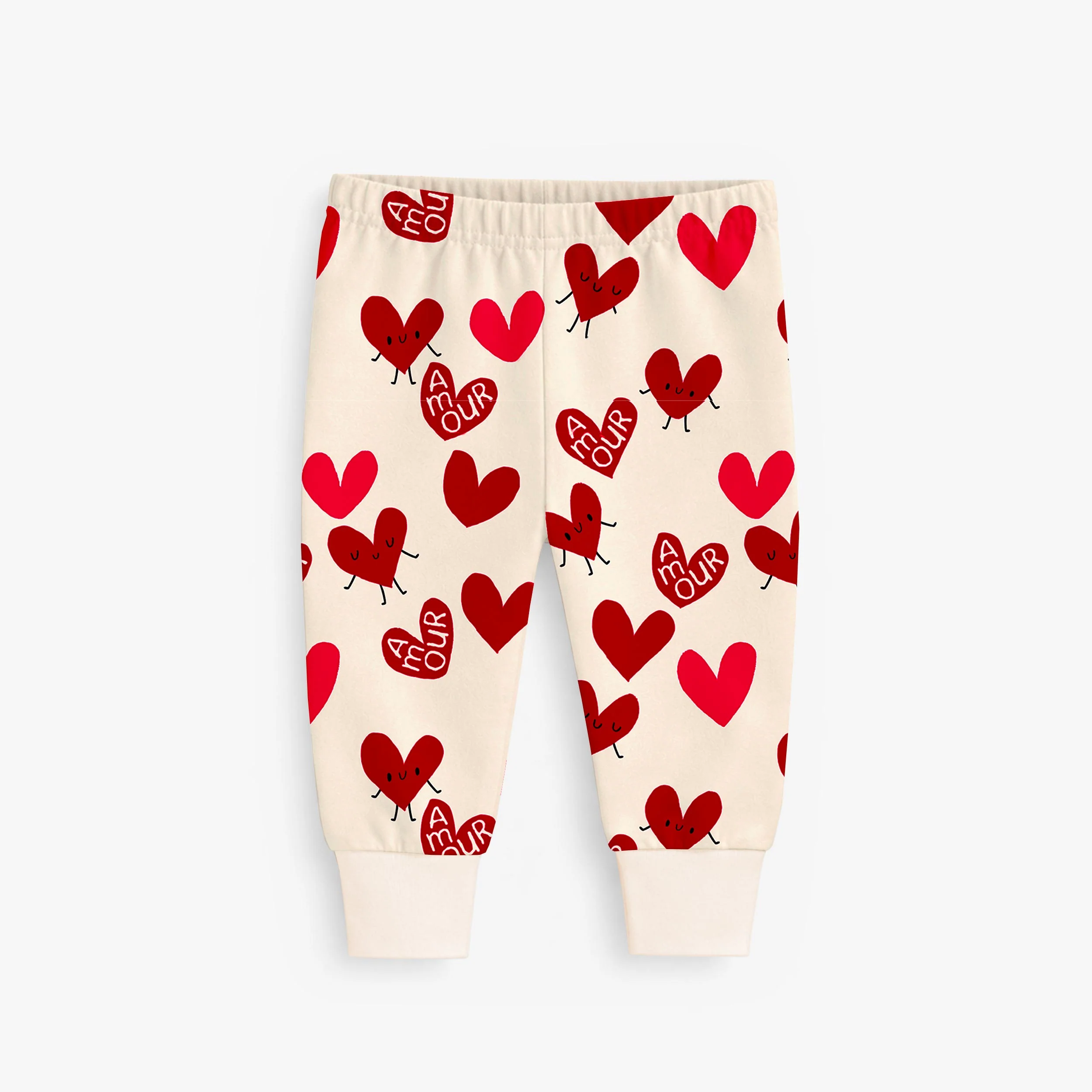 Pyjama deux pièces crème à motifs de cœurs, bébé - Image 6