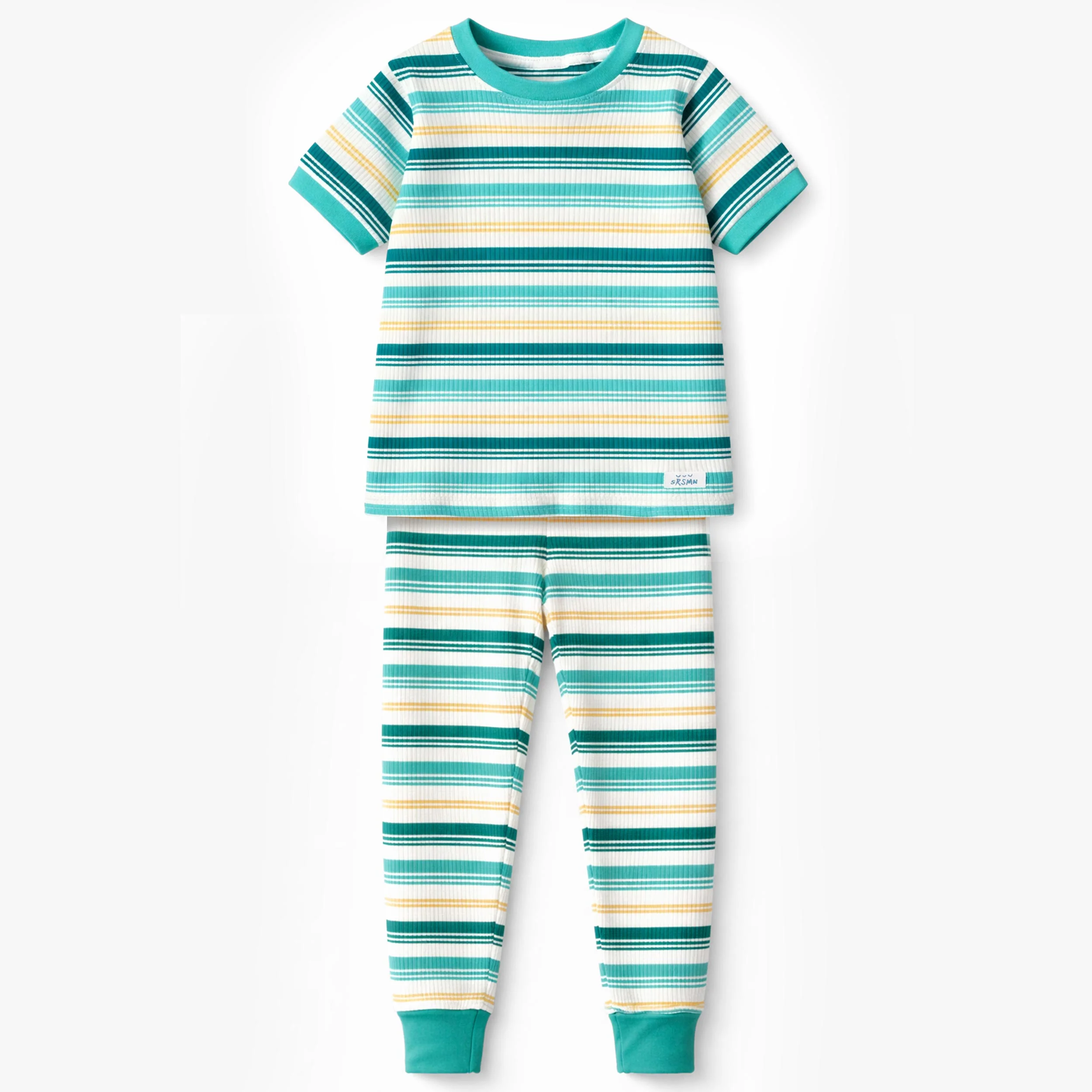 Pyjama deux pièces crème à rayures colorées, enfant