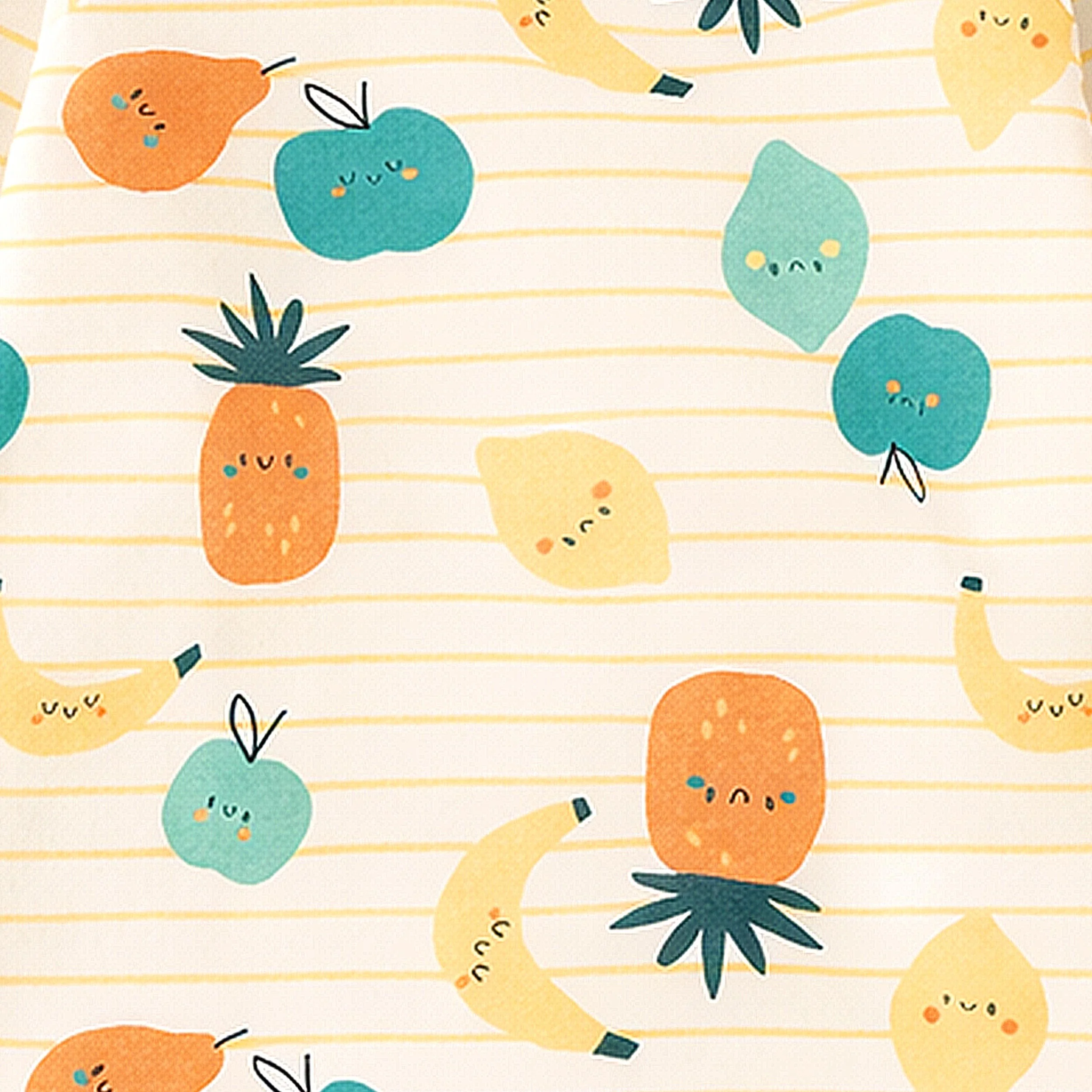 Pyjama deux pièces crème à rayures et motifs de fruits, bébé - Image 4