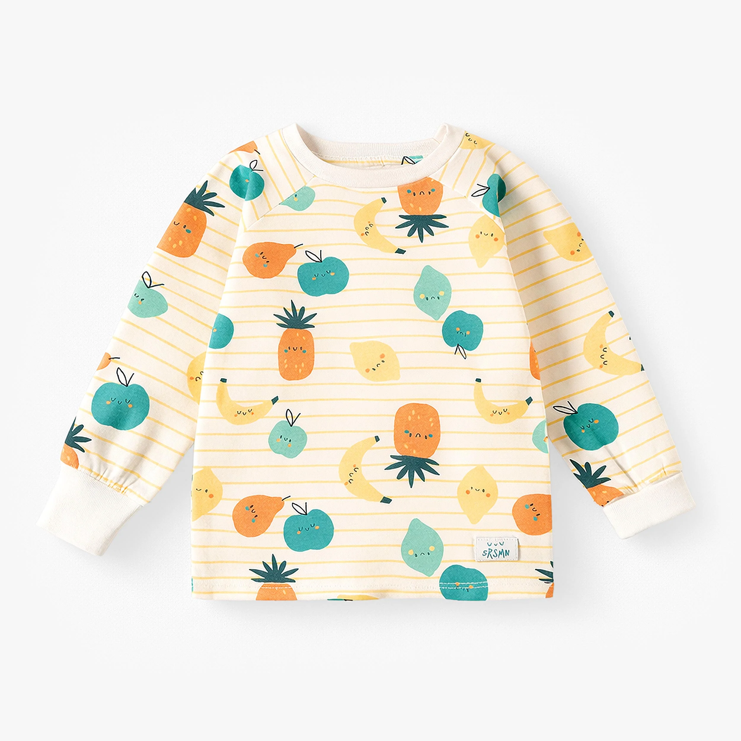 Pyjama deux pièces crème à rayures et motifs de fruits, bébé - Image 5