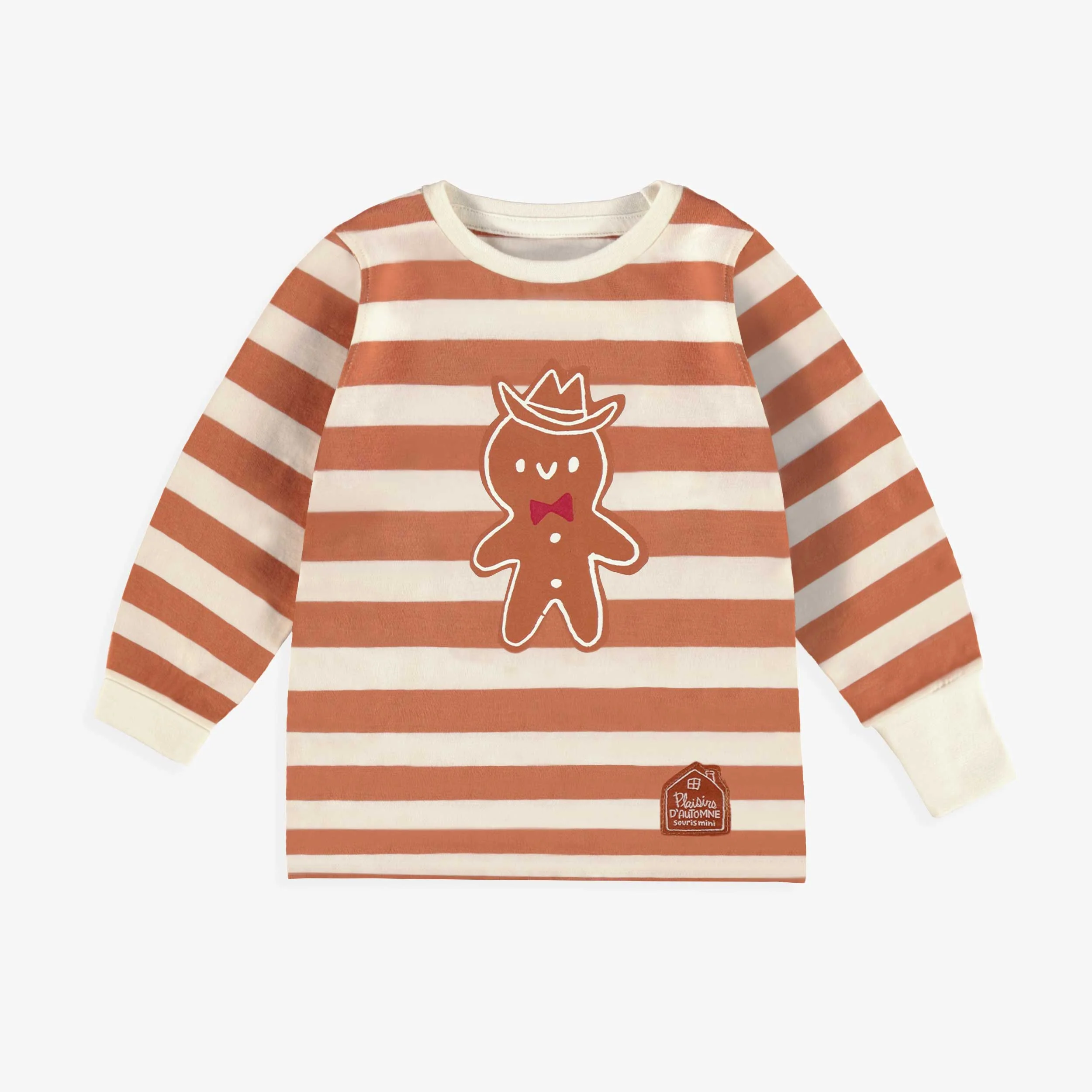 Pyjama deux pièces crème à rayures et motifs pain d’épices, bébé - Image 7