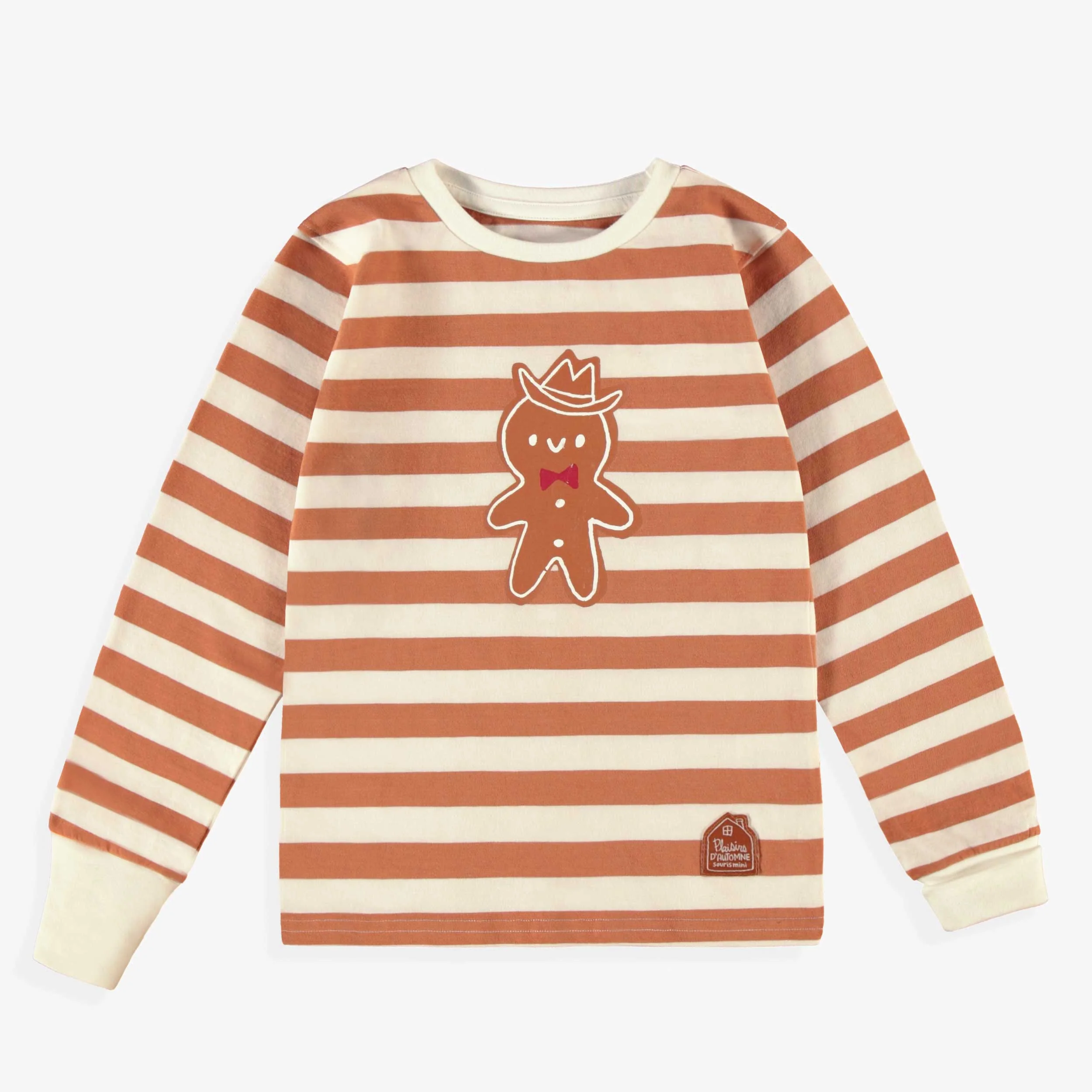 Pyjama deux pièces crème à rayures et motifs pain d’épices, enfant - Image 10
