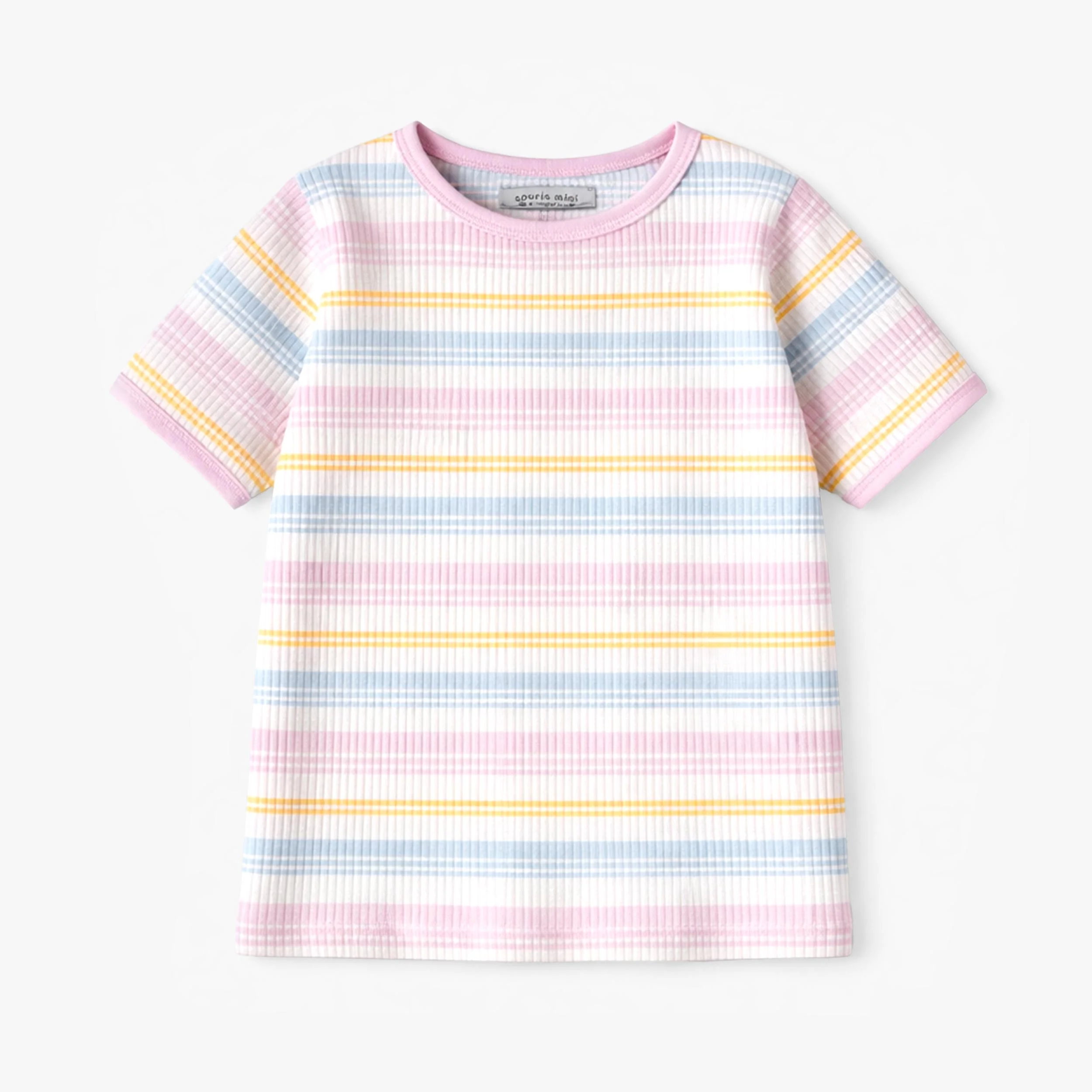 Pyjama deux pièces crème à rayures pastel, enfant - Image 4