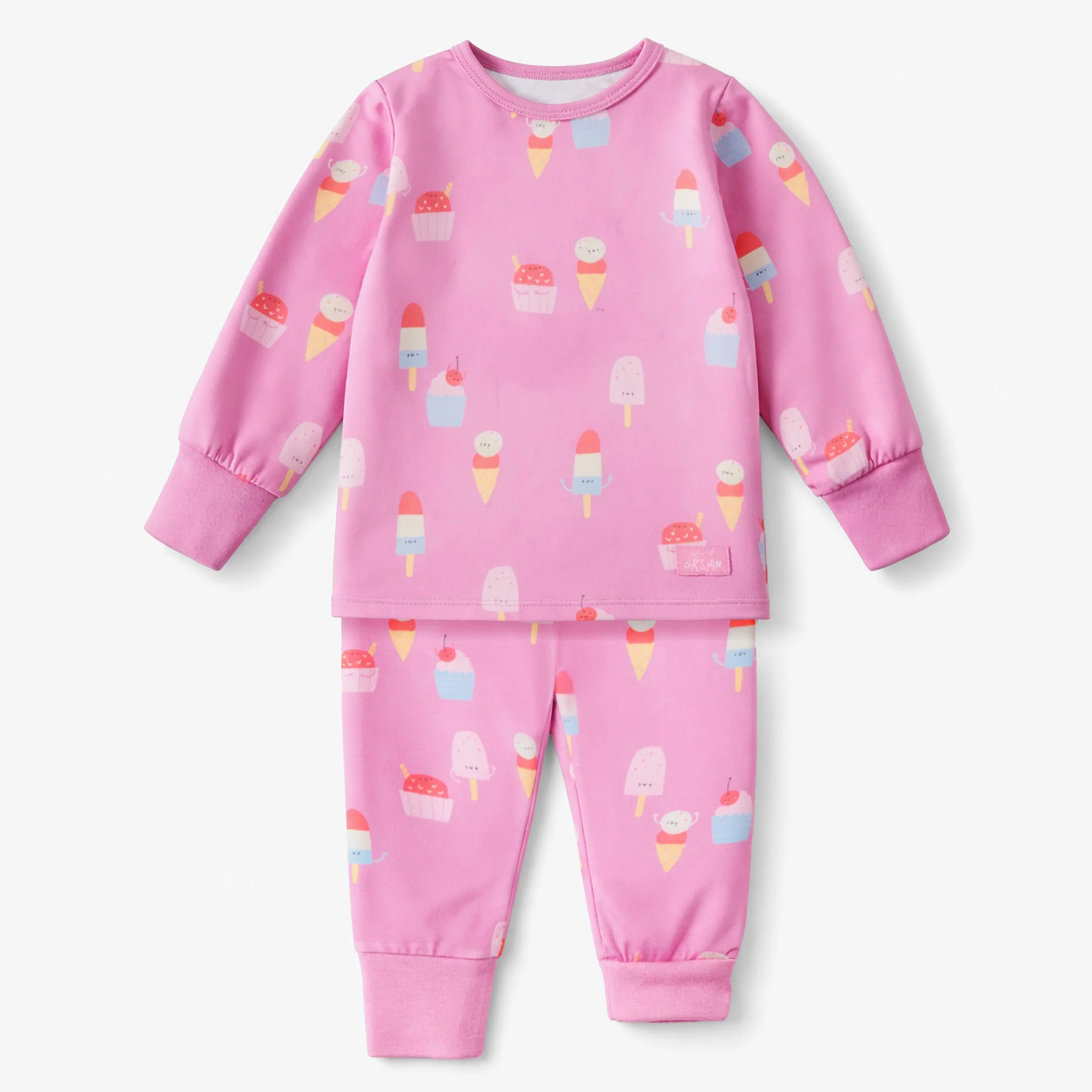 Pyjama deux pièces mauve à motifs de friandises glacées, bébé