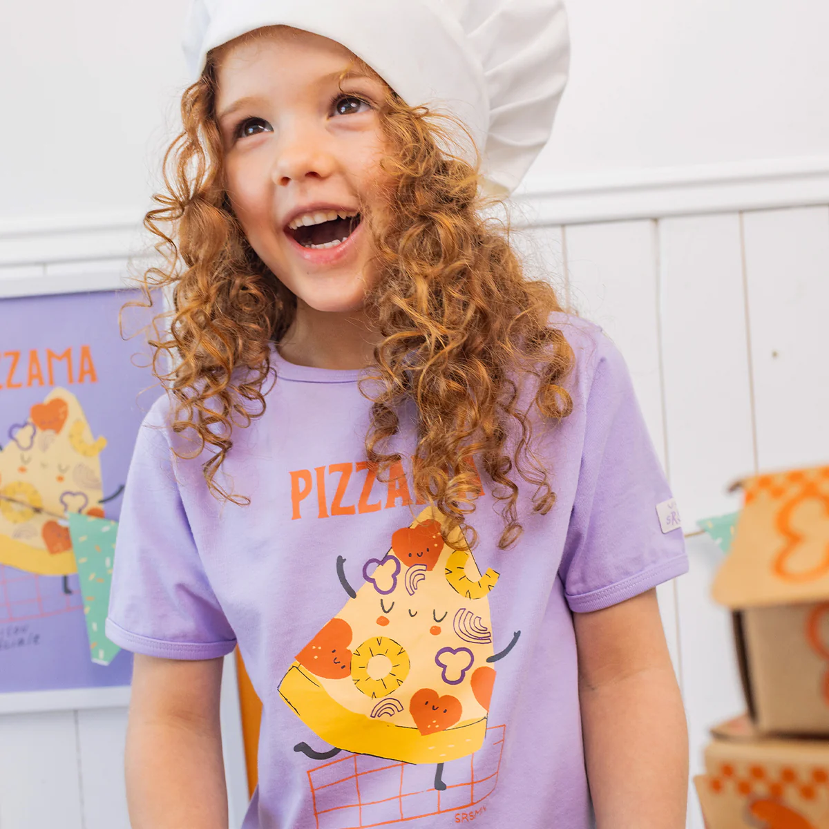 Pyjama deux pièces mauve à motifs de pizzas, enfant - Image 2