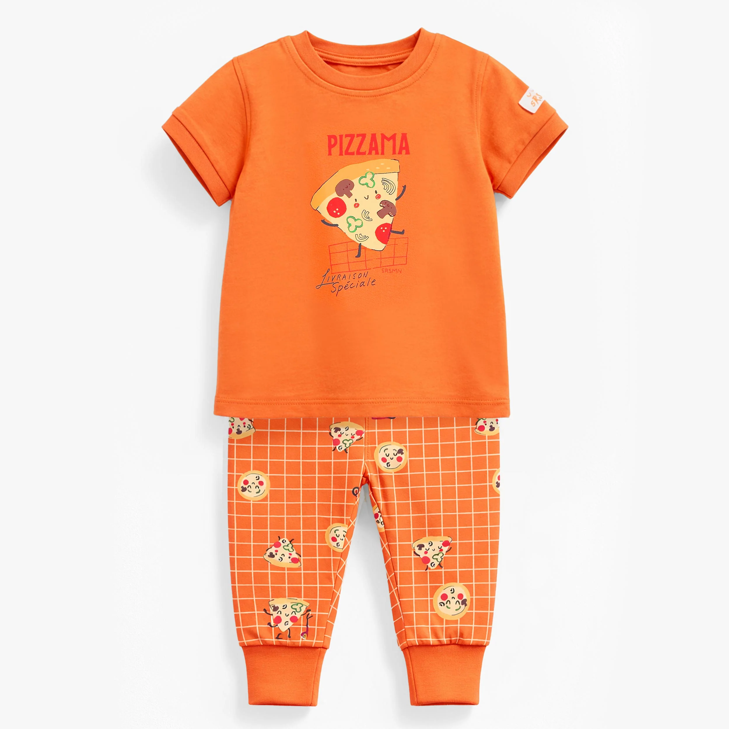 Pyjama deux pièces orange à motifs de pizzas, bébé - Image 10