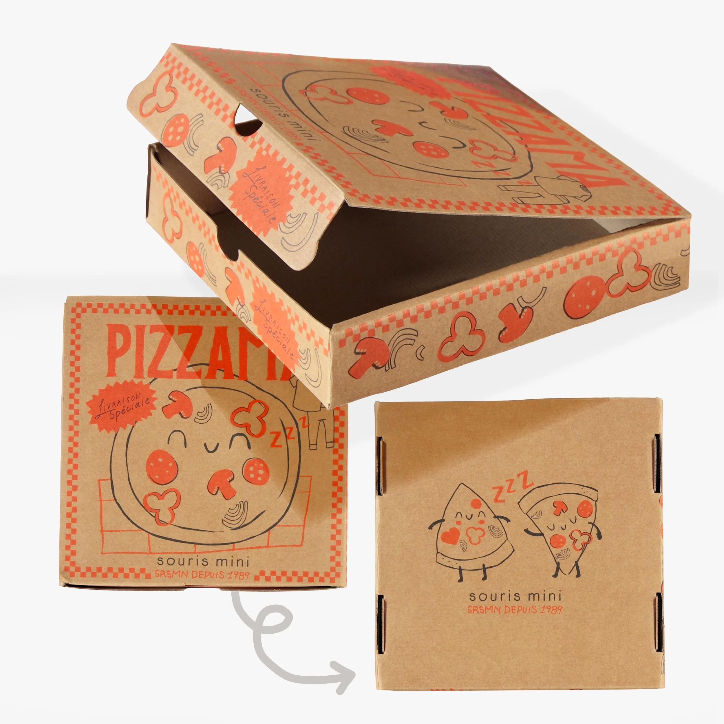 Pyjama deux pièces orange à motifs de pizzas, bébé - Image 13