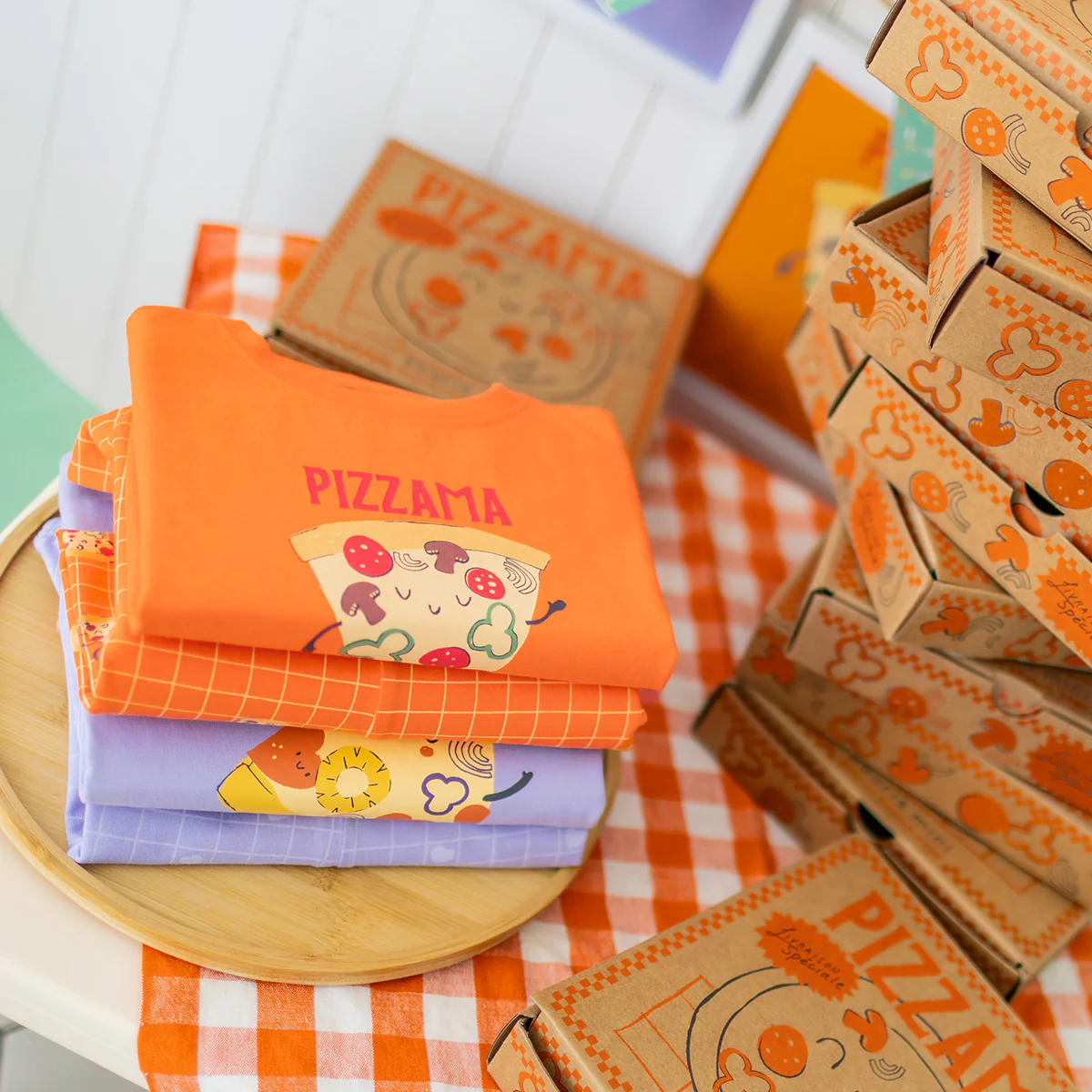 Pyjama deux pièces orange à motifs de pizzas, bébé - Image 8