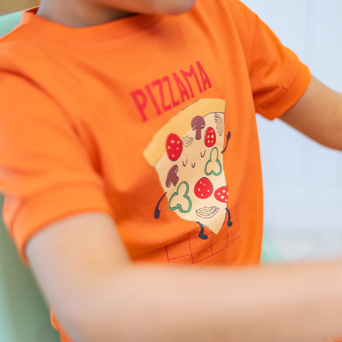 Pyjama deux pièces orange à motifs de pizzas, enfant - Image 6
