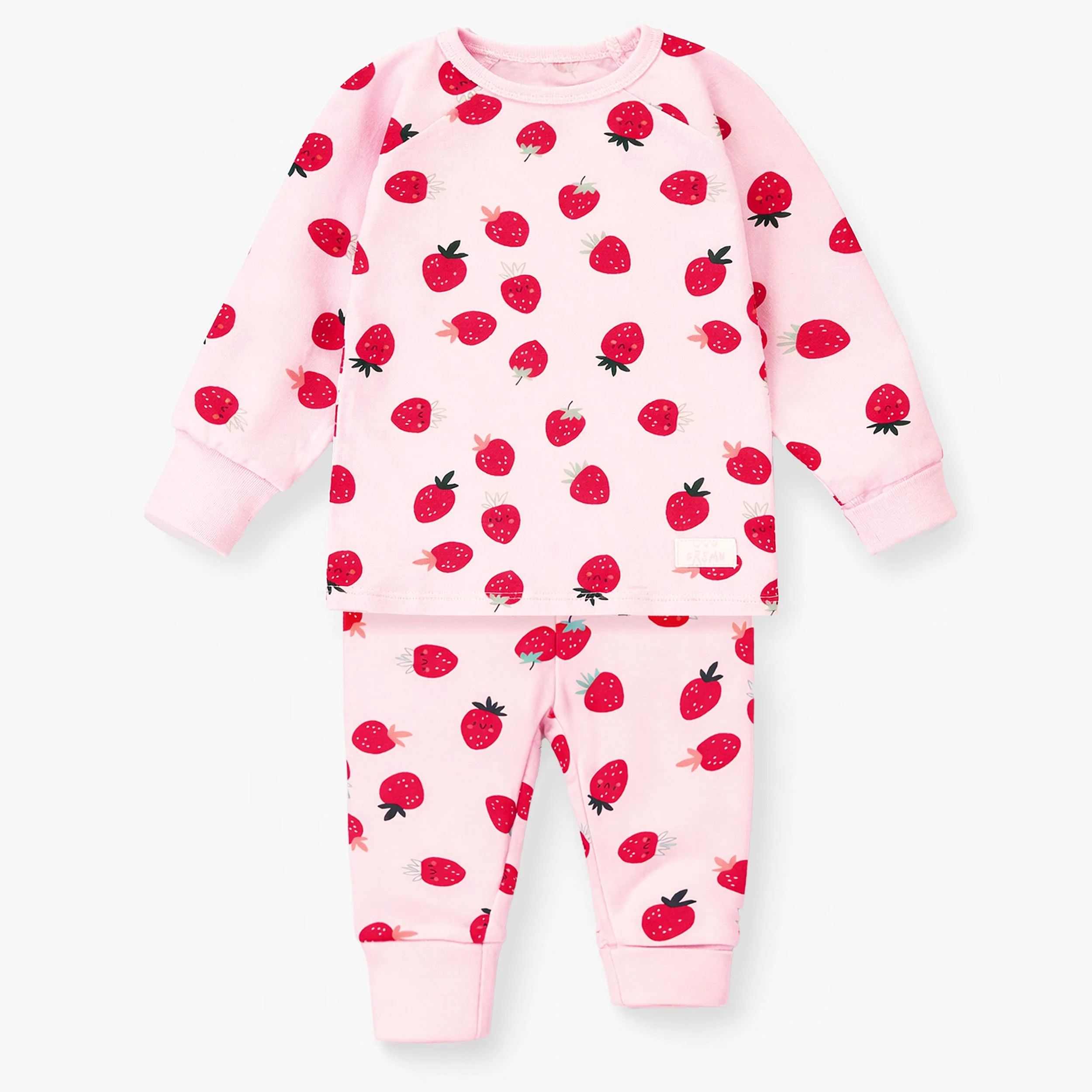 Pyjama deux pièces rose à motifs de fraises, bébé