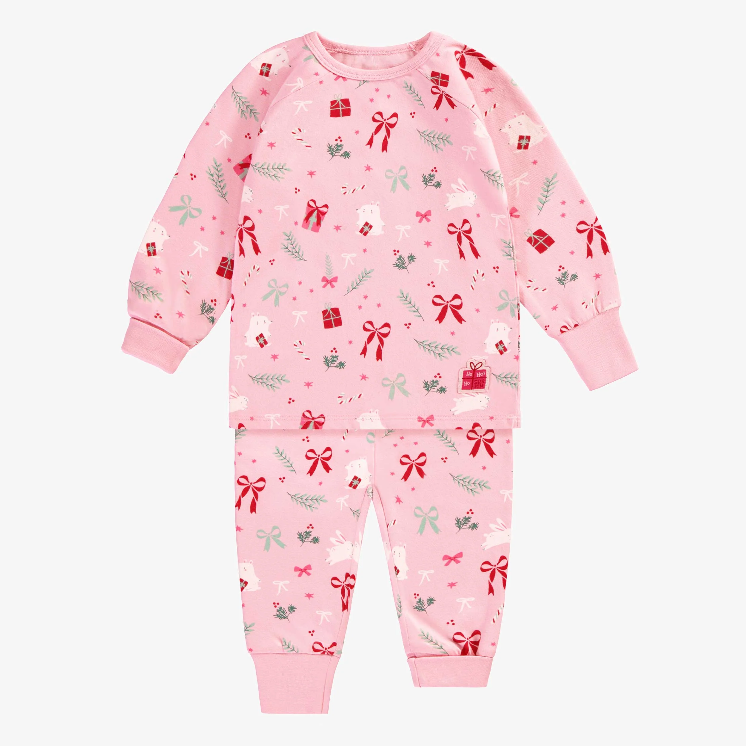 Pyjama deux pièces rose à motifs des Fêtes, bébé