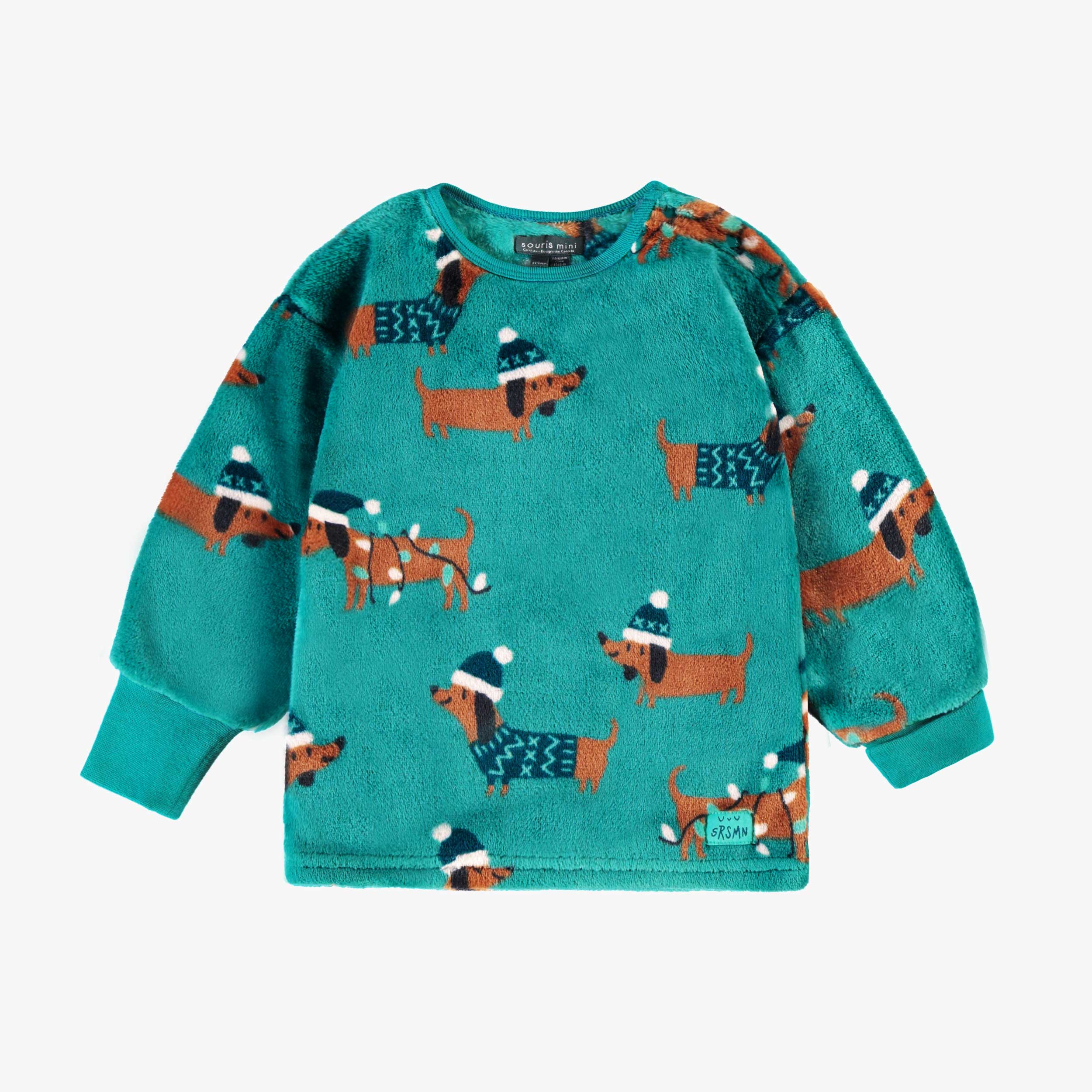 Pyjama deux pièces turquoise à motifs de chiens, bébé - Image 2