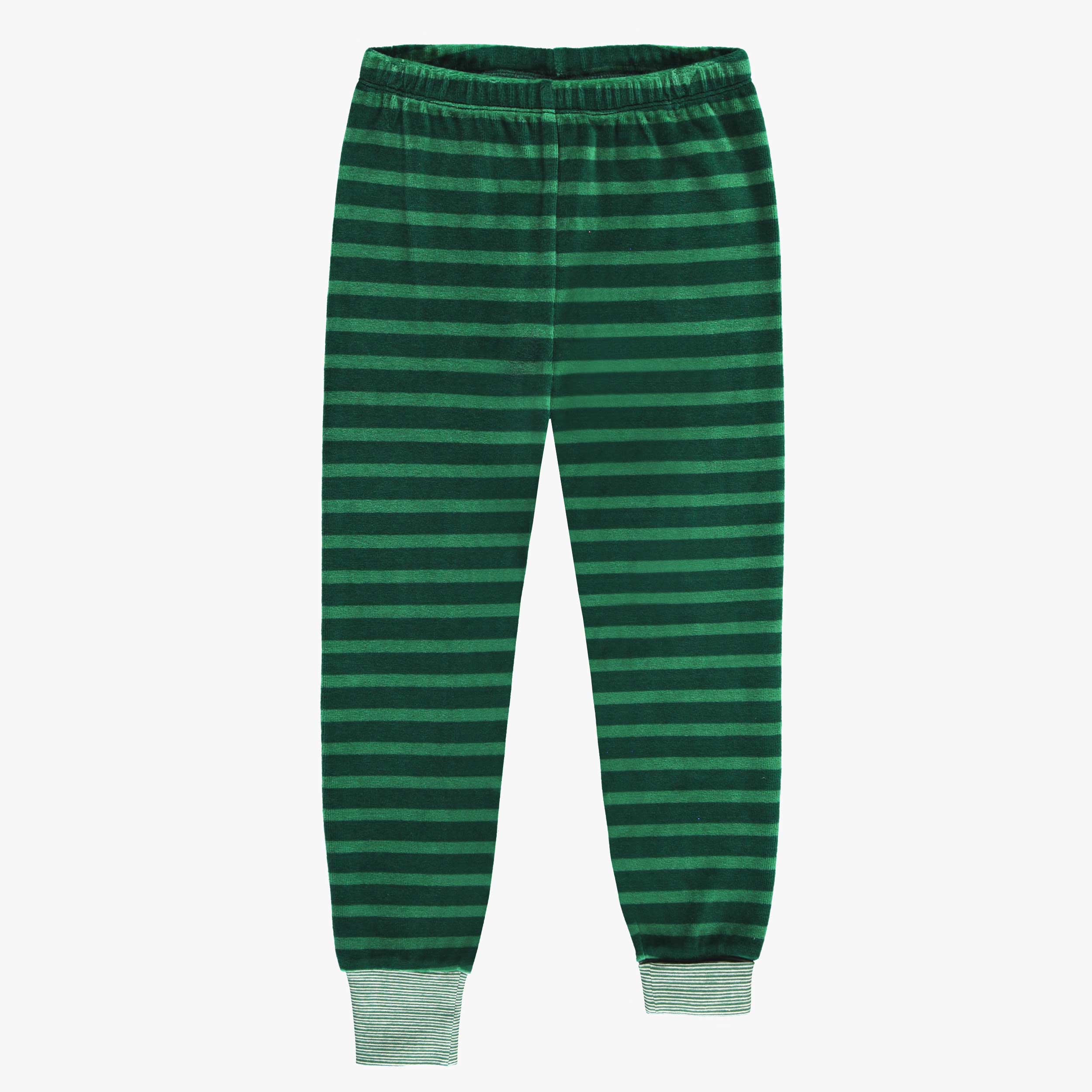 Pyjama deux pièces en velours vert à rayures, enfant - Image 7