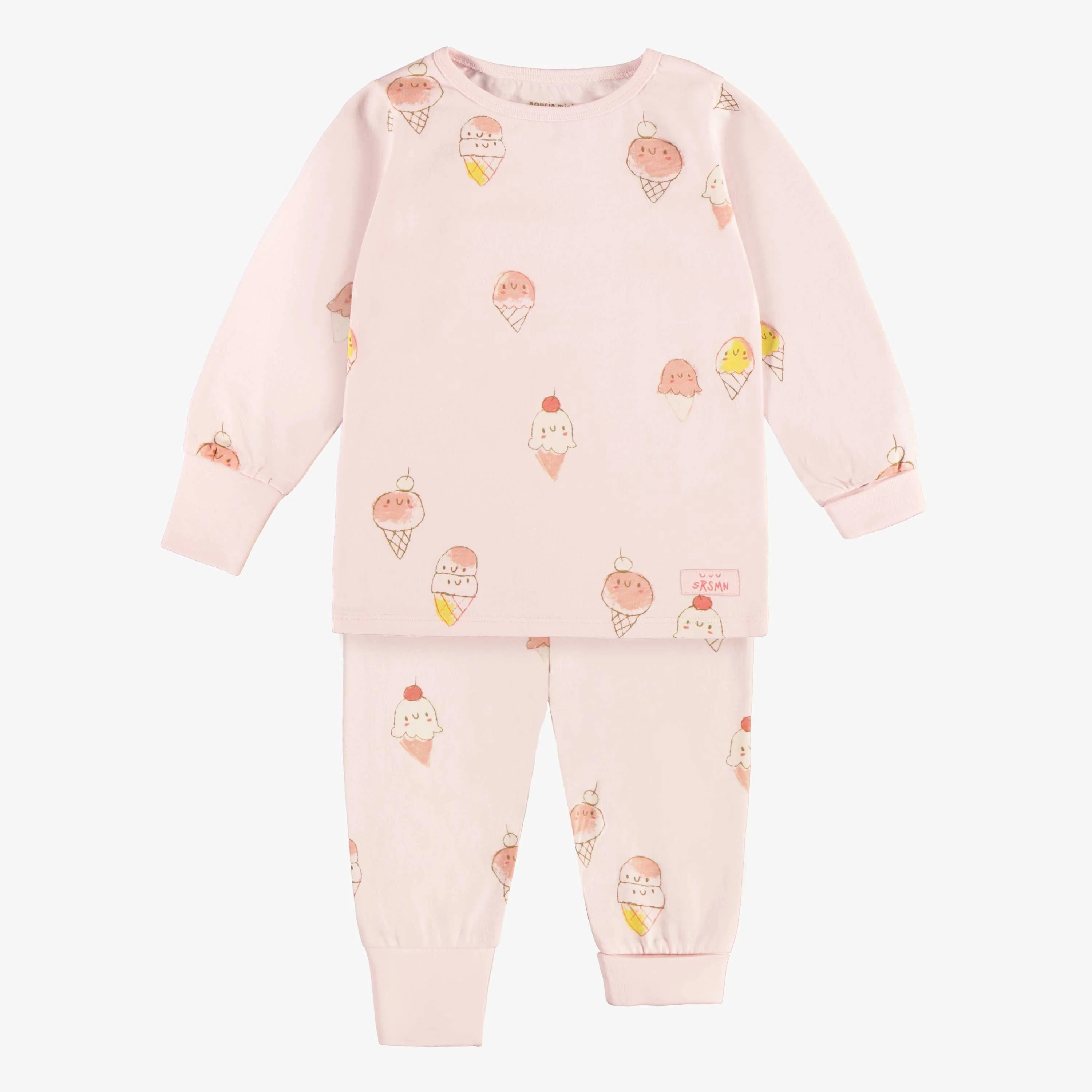 Pyjama rose pâle avec un motif de crèmes glacées en jersey, bébé