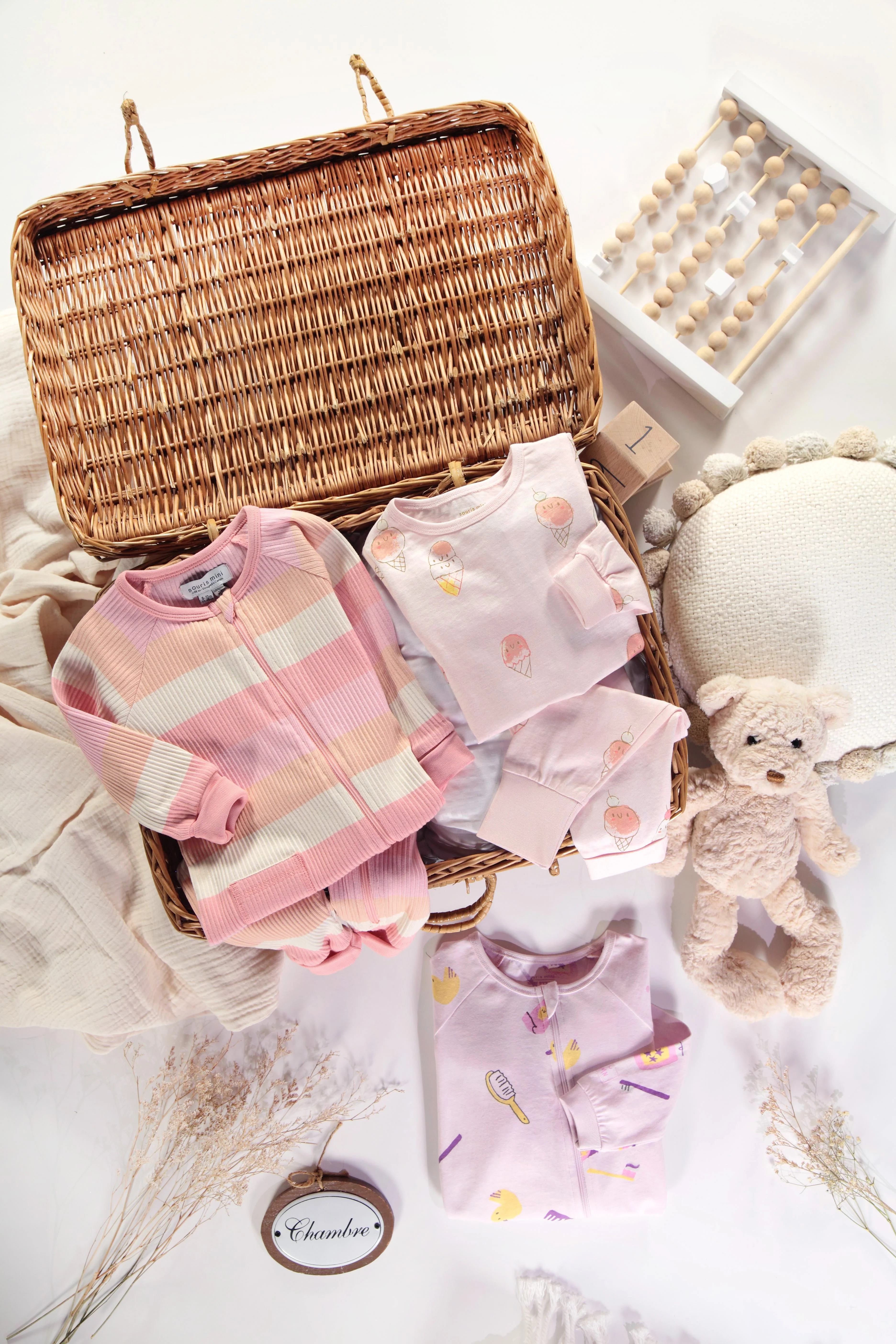 Pyjama rose pâle avec un motif de crèmes glacées en jersey, bébé - Image 5