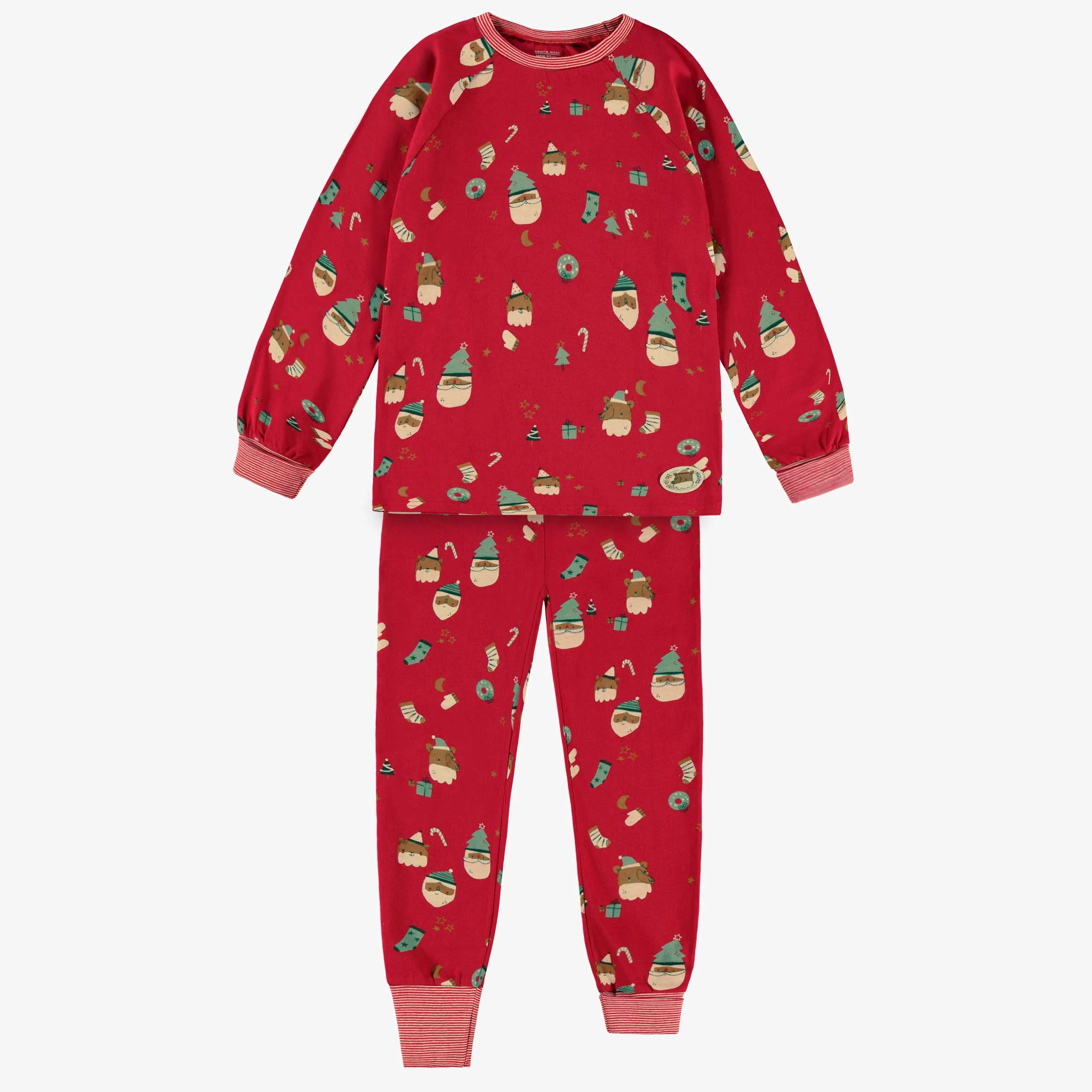 Pyjama deux pièces rouge à motifs des Fêtes, enfant