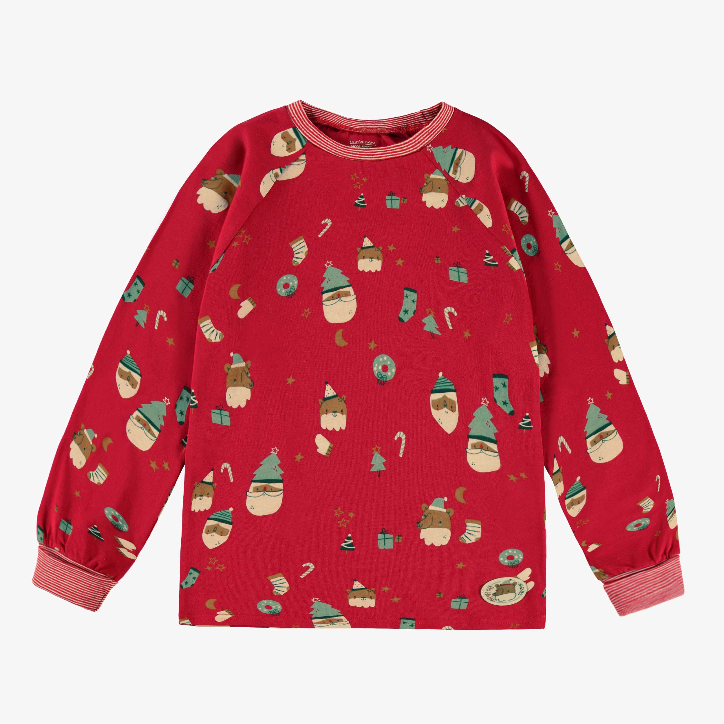 Pyjama deux pièces rouge à motifs des Fêtes, enfant - Image 4